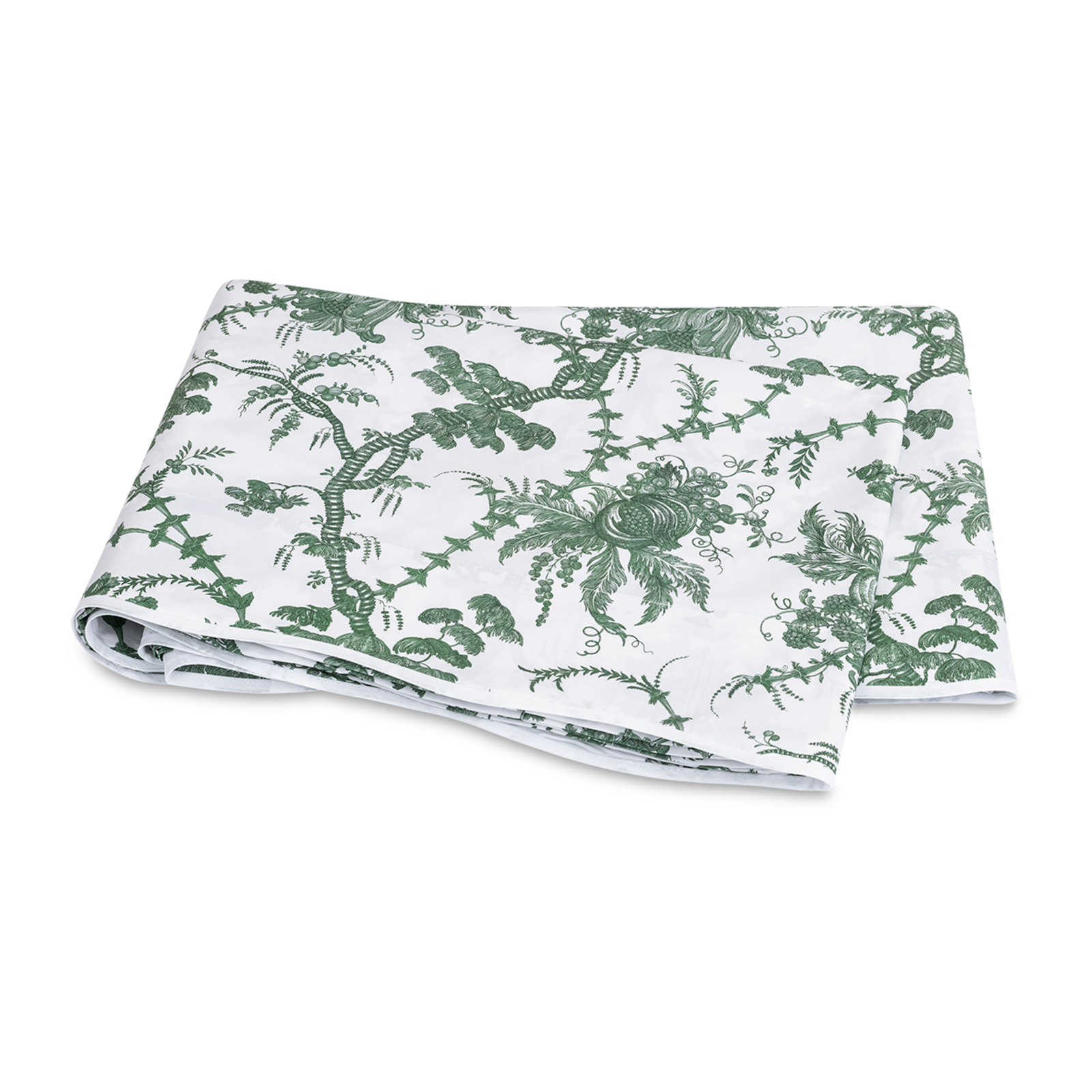 Full Bed Dressed in Matouk Schumacher San Cristobal Bedding in Green Color