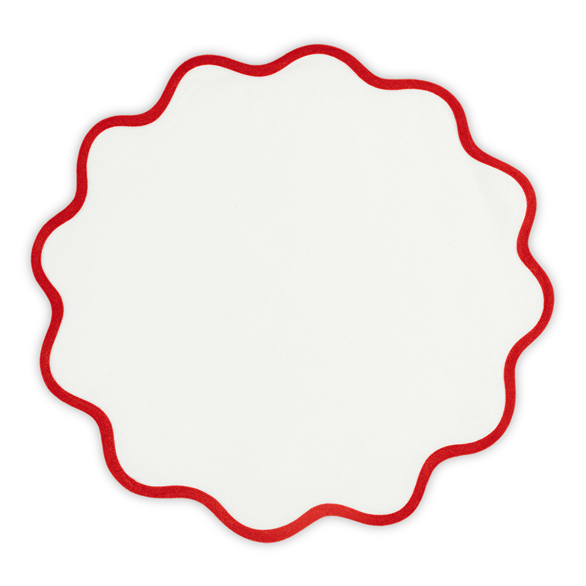 Silo Image of Matouk Scallop Edge Circle Placemat in Color Scarlet