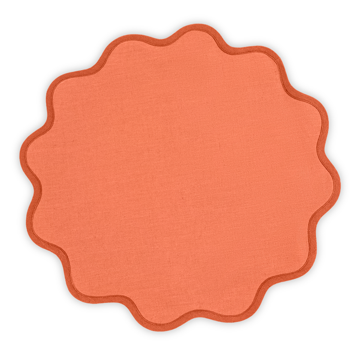 Silo Image of Matouk Scallop Edge Circle Placemat in Color Carnelian Persimmon