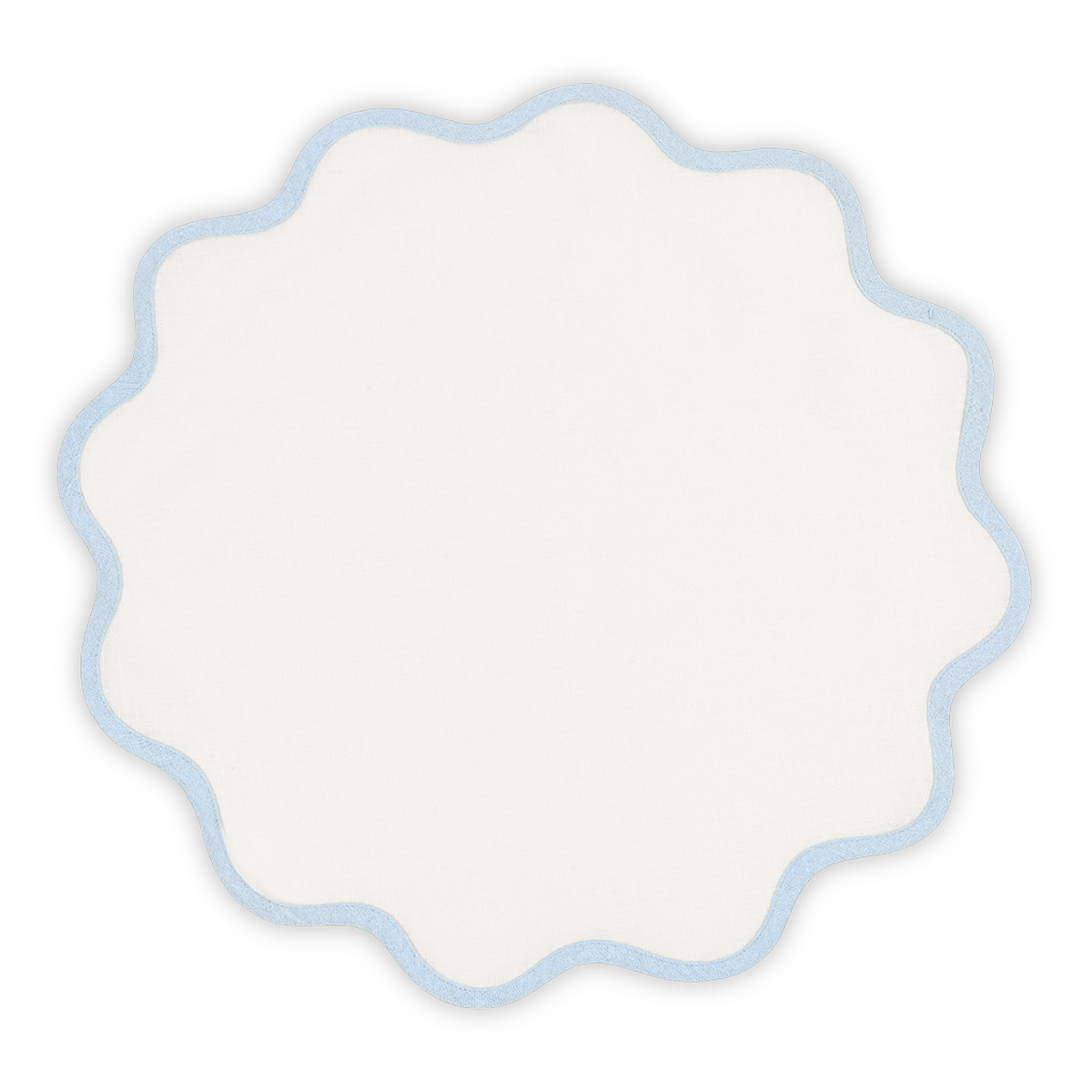 Silo Image of Matouk Scallop Edge Circle Placemat in Color Ice Blue