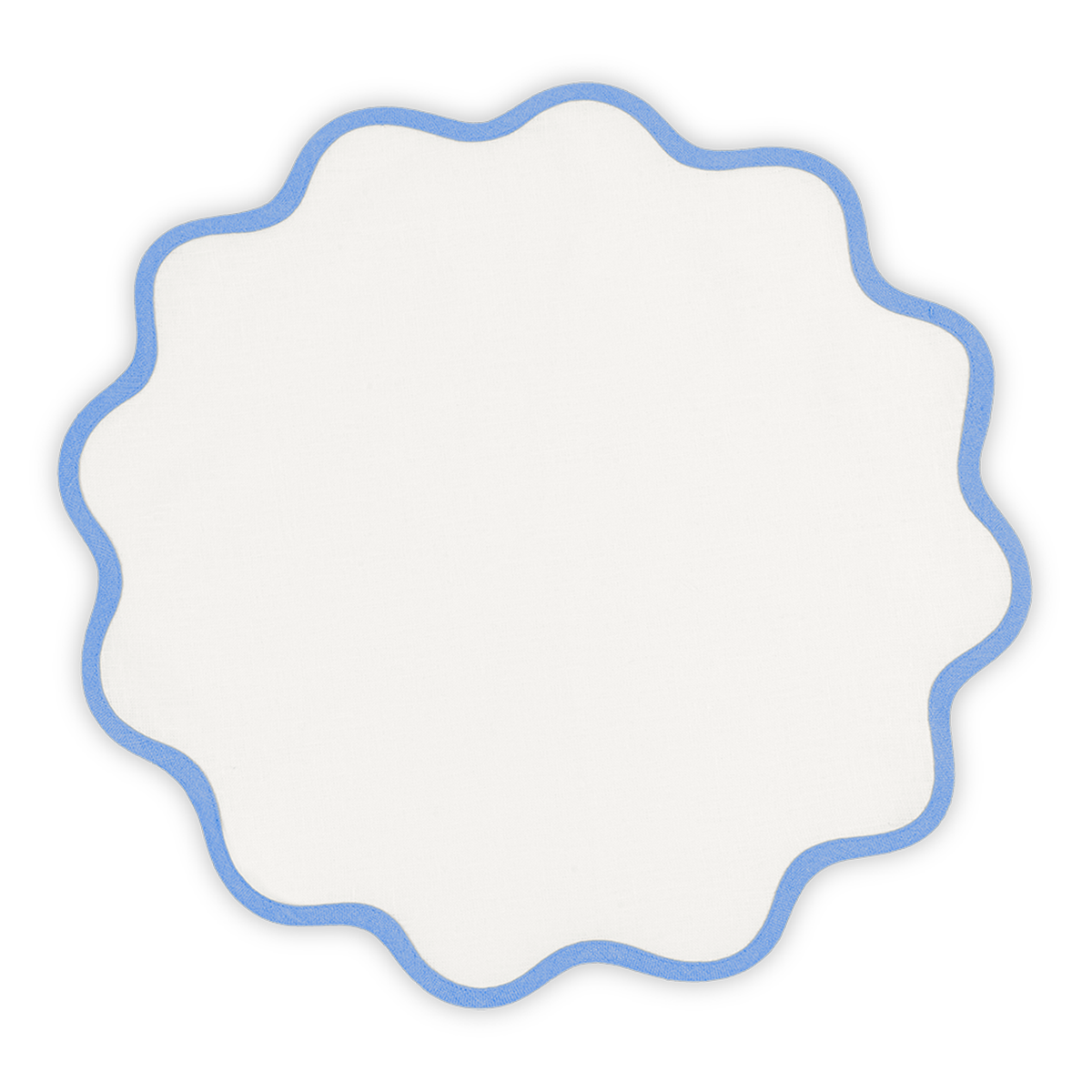 Silo Image of Matouk Scallop Edge Circle Placemat in Color Sky Blue