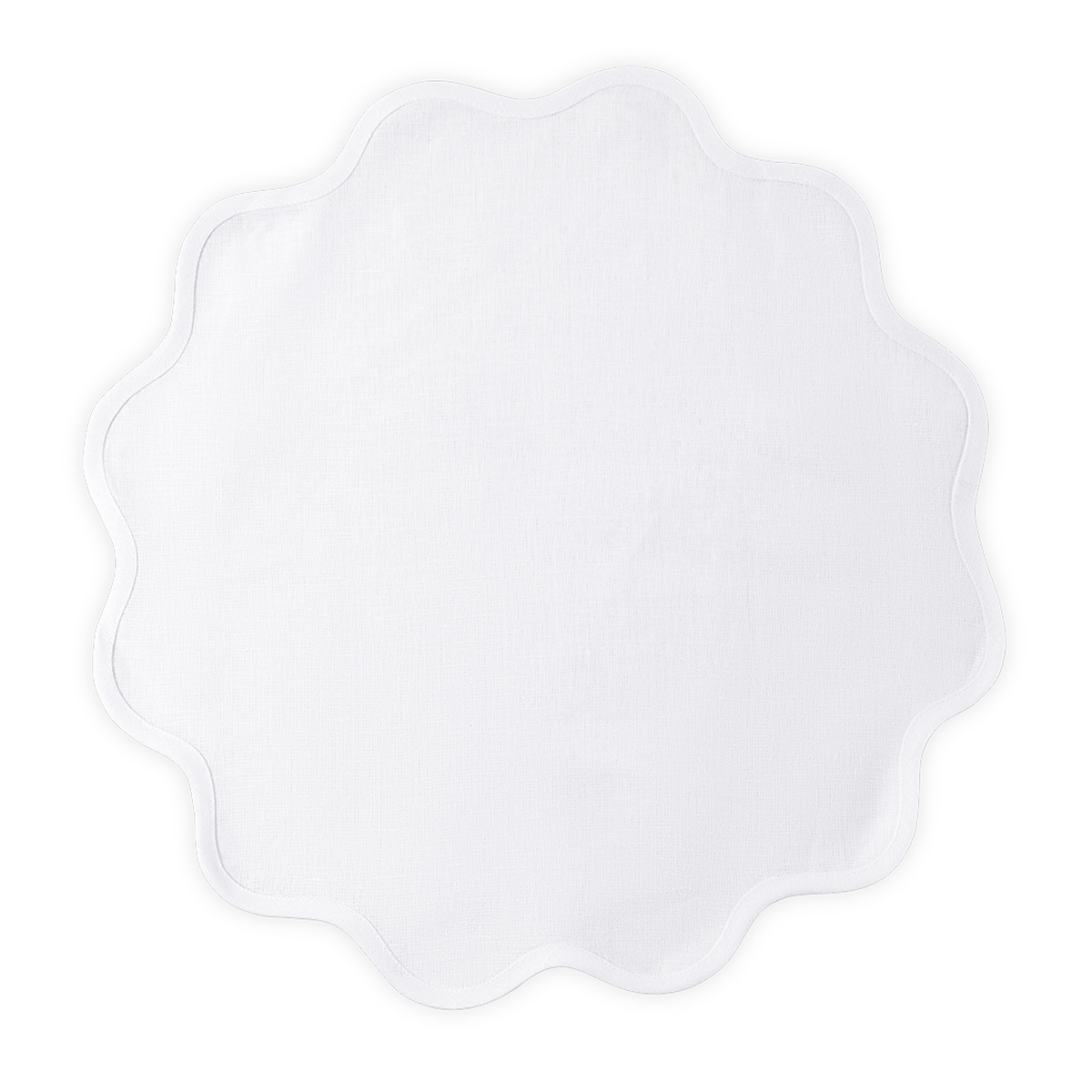 Silo Image of Matouk Scallop Edge Circle Placemat in Color White/White