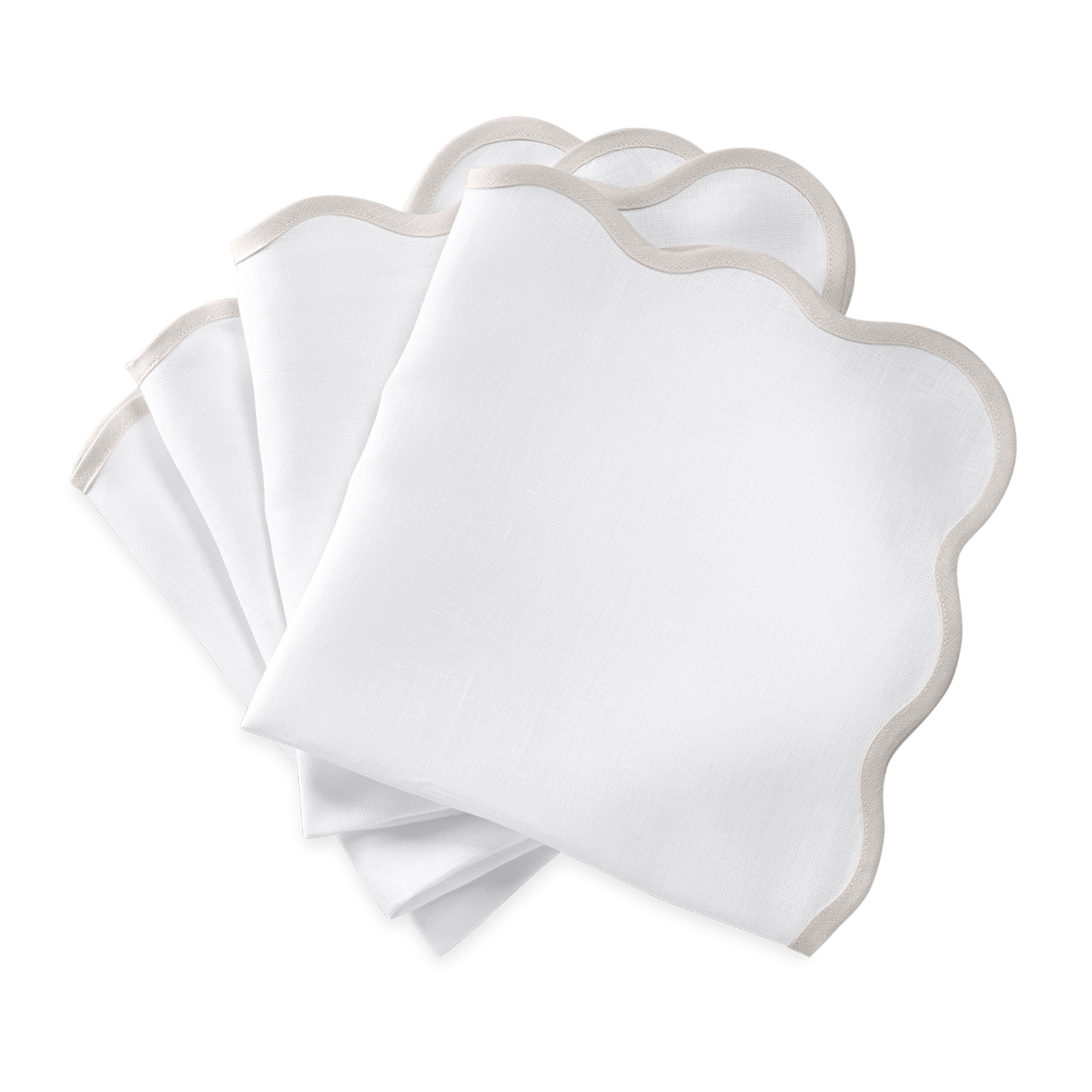 Dinner Napkins of Matouk Scallop Edge Table Linens in Color Classic Grey