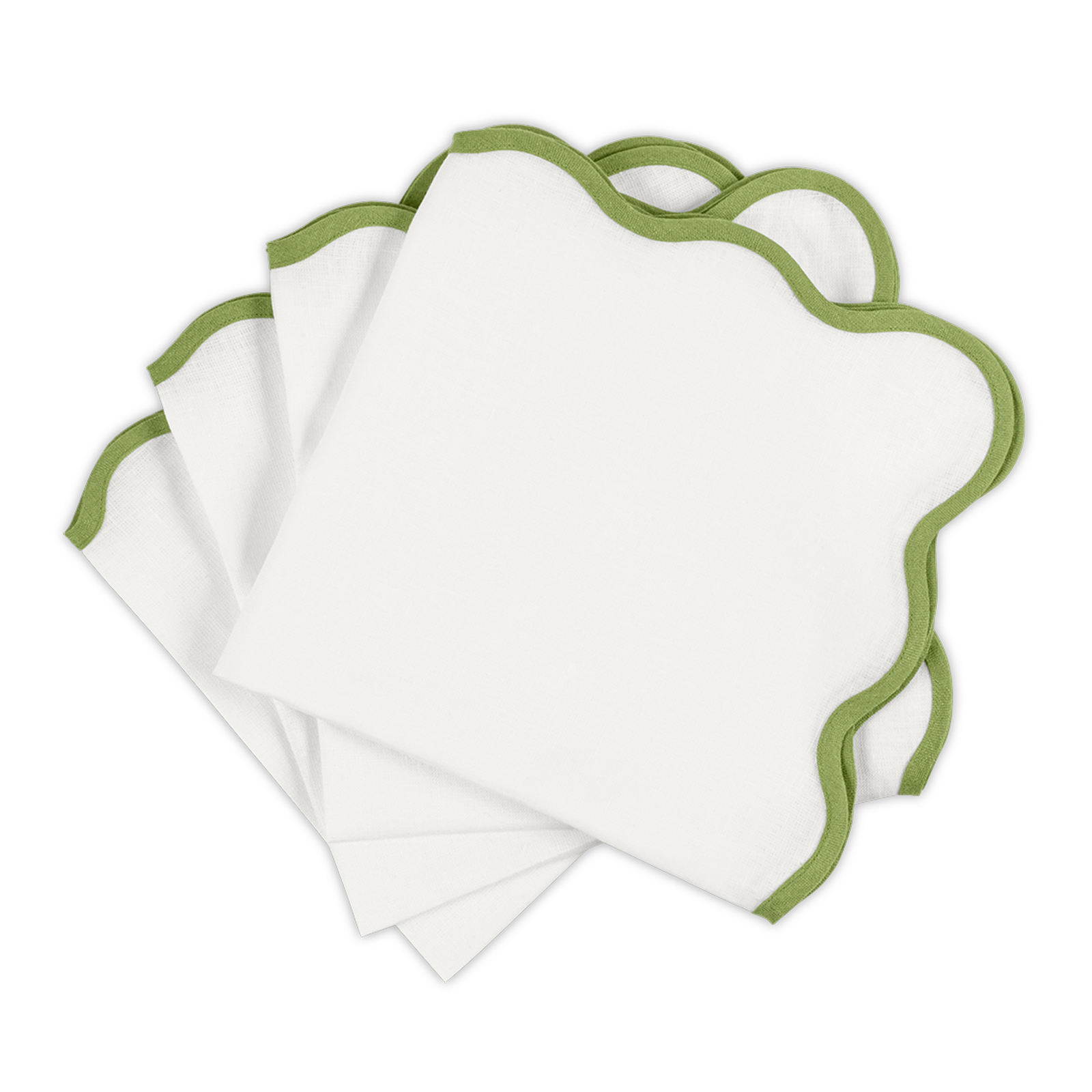 Dinner Napkins of Matouk Scallop Edge Table Linens in Color Grass