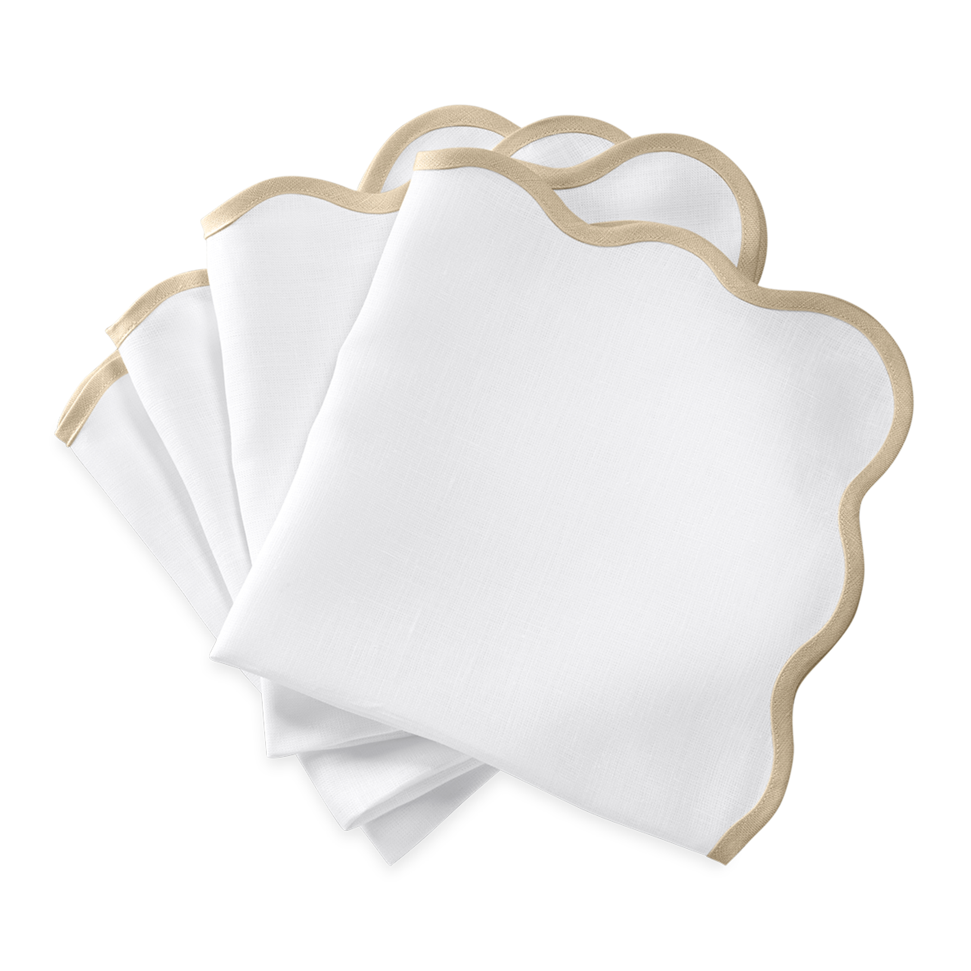 Dinner Napkins of Matouk Scallop Edge Table Linens in Color Oat