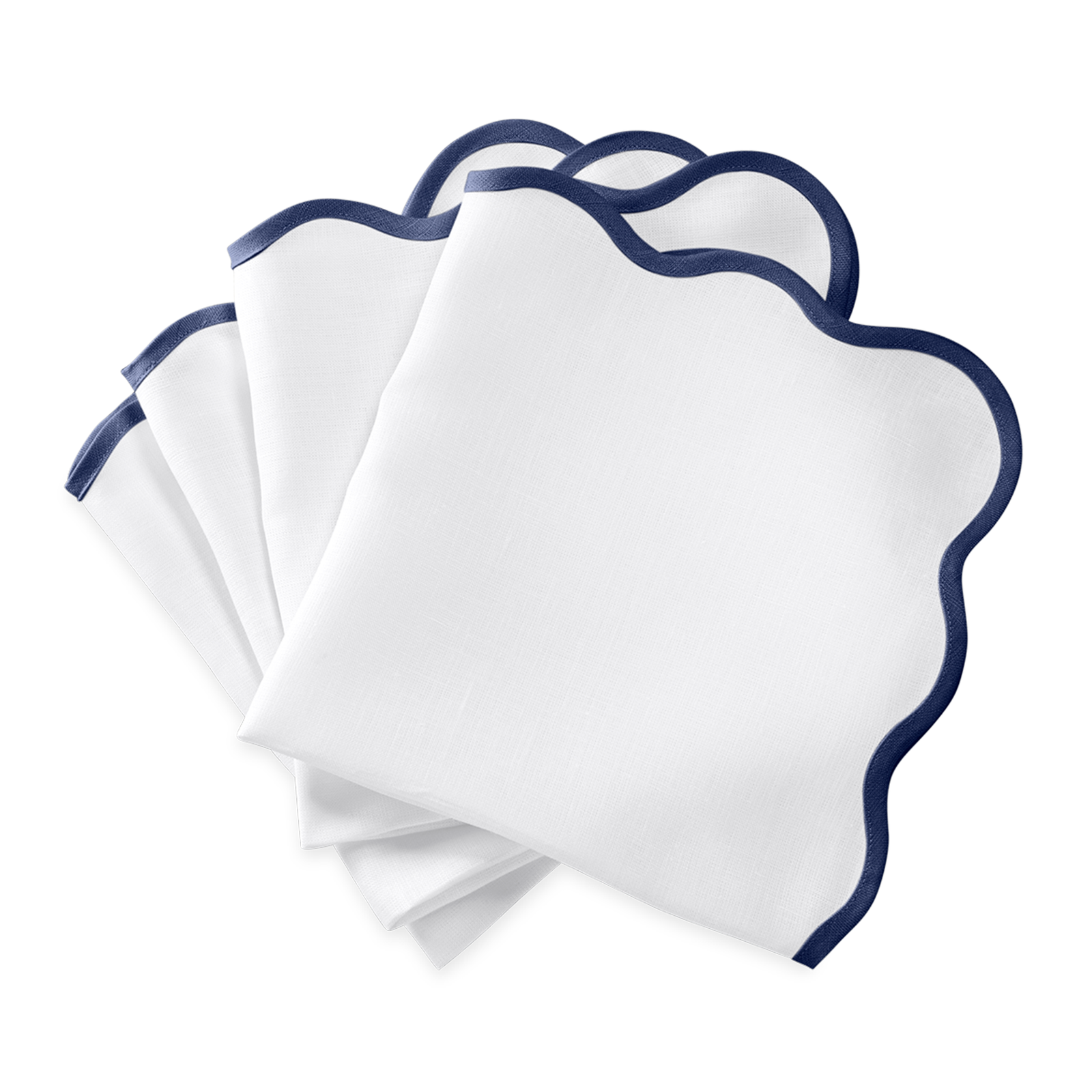 Dinner Napkins of Matouk Scallop Edge Table Linens in Color Sapphire