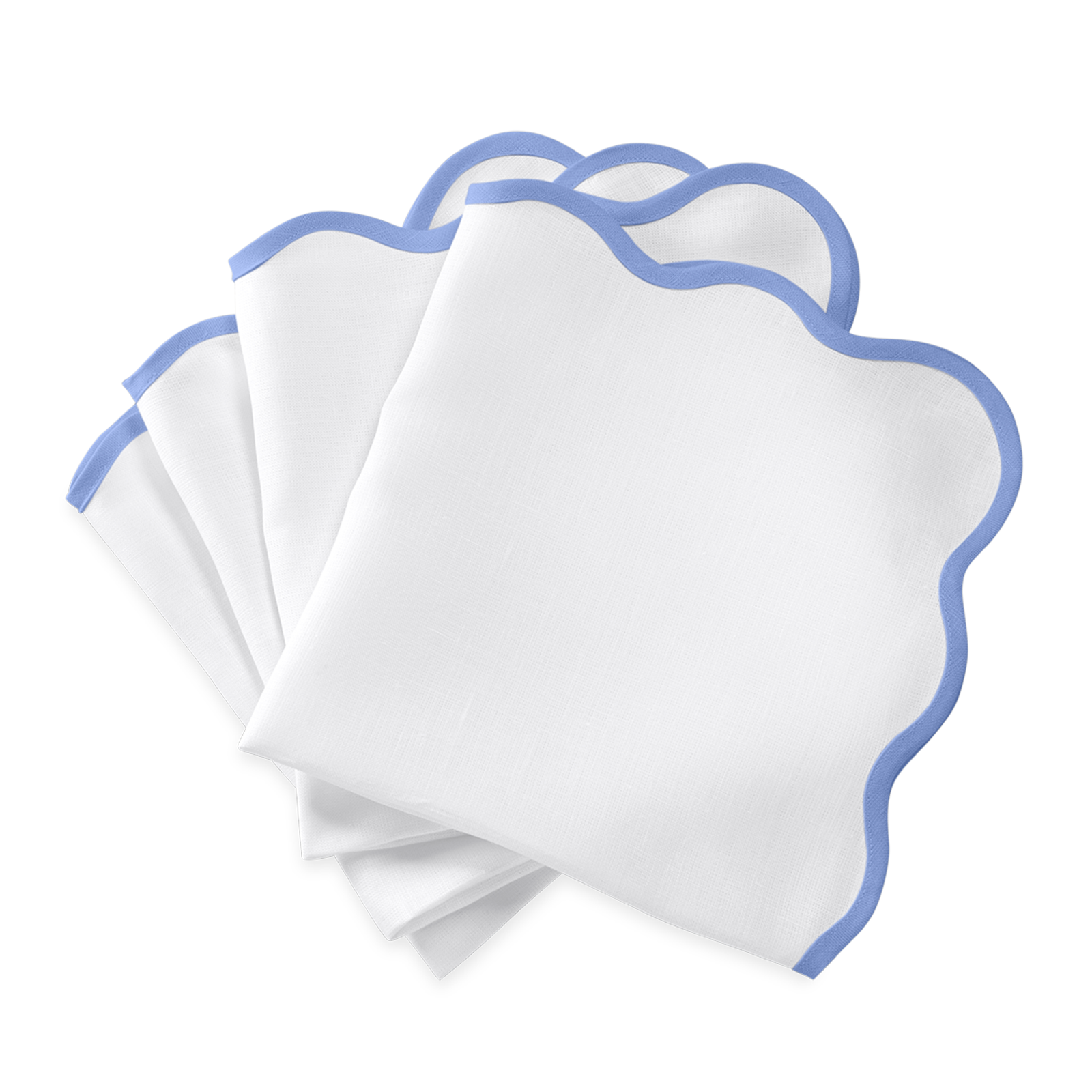 Dinner Napkins of Matouk Scallop Edge Table Linens in Color Sky Blue