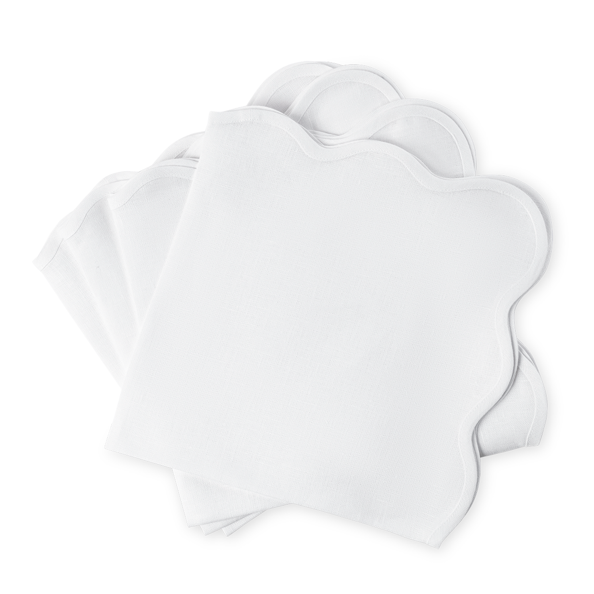 Dinner Napkins of Matouk Scallop Edge Table Linens in Color White/White