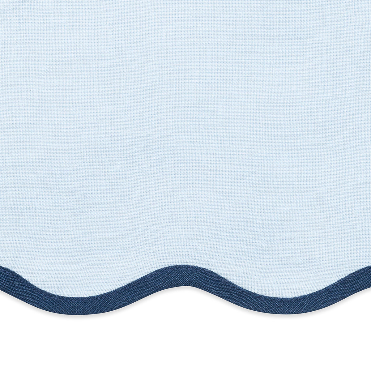 Swatch Sample of Matouk Scallop Edge Table Linens in Ice Blue/Navy Color