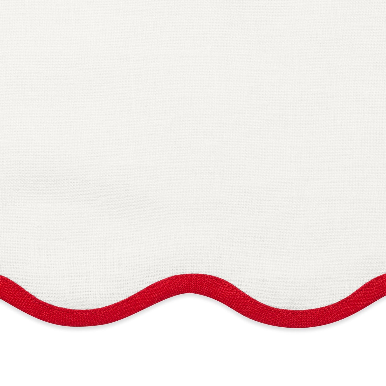 Dinner Napkins of Matouk Scallop Edge Table Linens in Color Scarlet