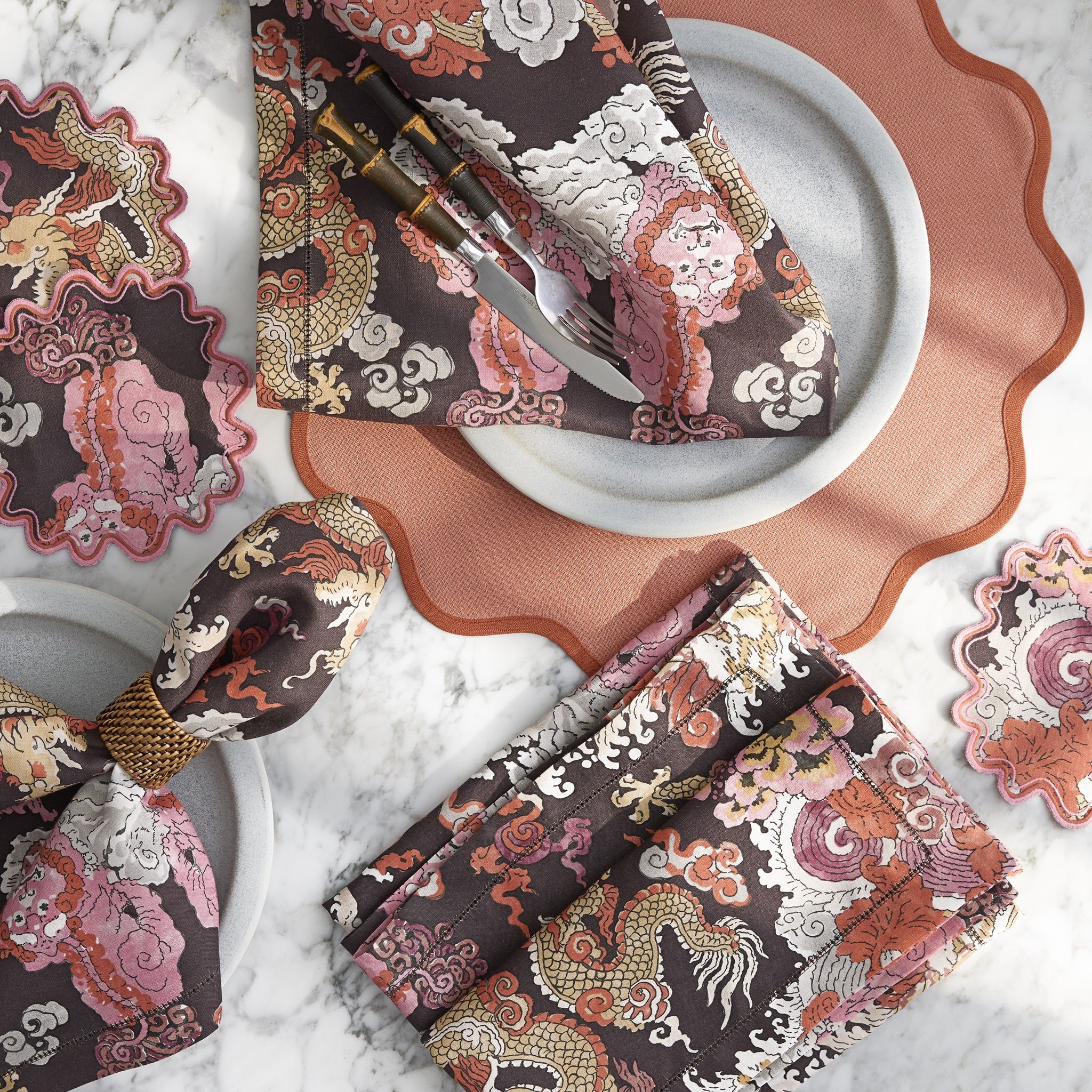 Matouk Scallop Edge Table Linens - Sapphire | FLandB - FLandB.com