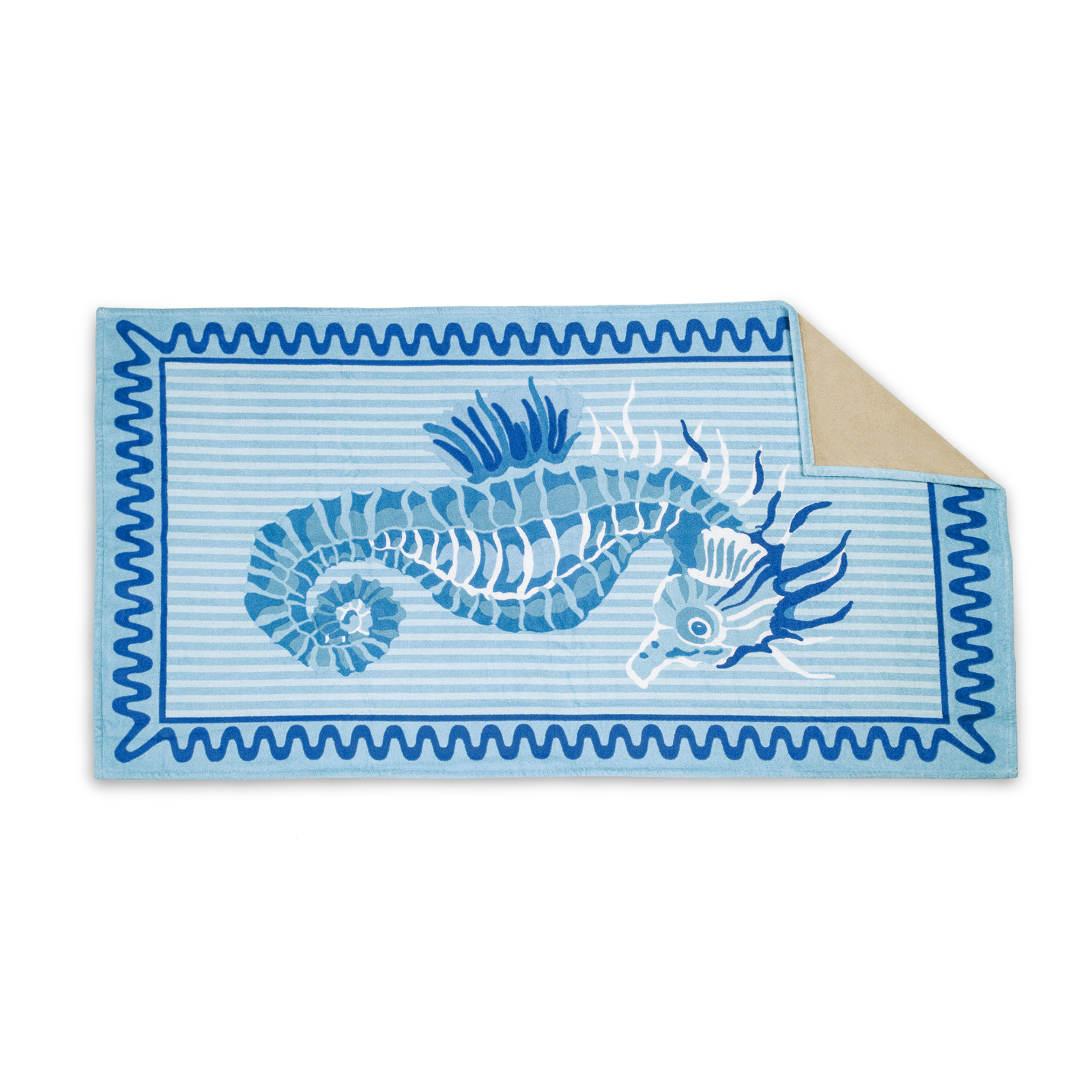 Matouk Schumacher Seahorse Beach Towels in Bermuda Blue Color