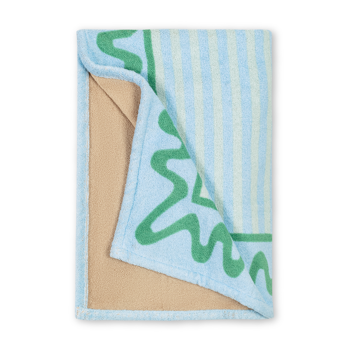 Folded Matouk Schumacher Seahorse Beach Towels in Aquamarine Color