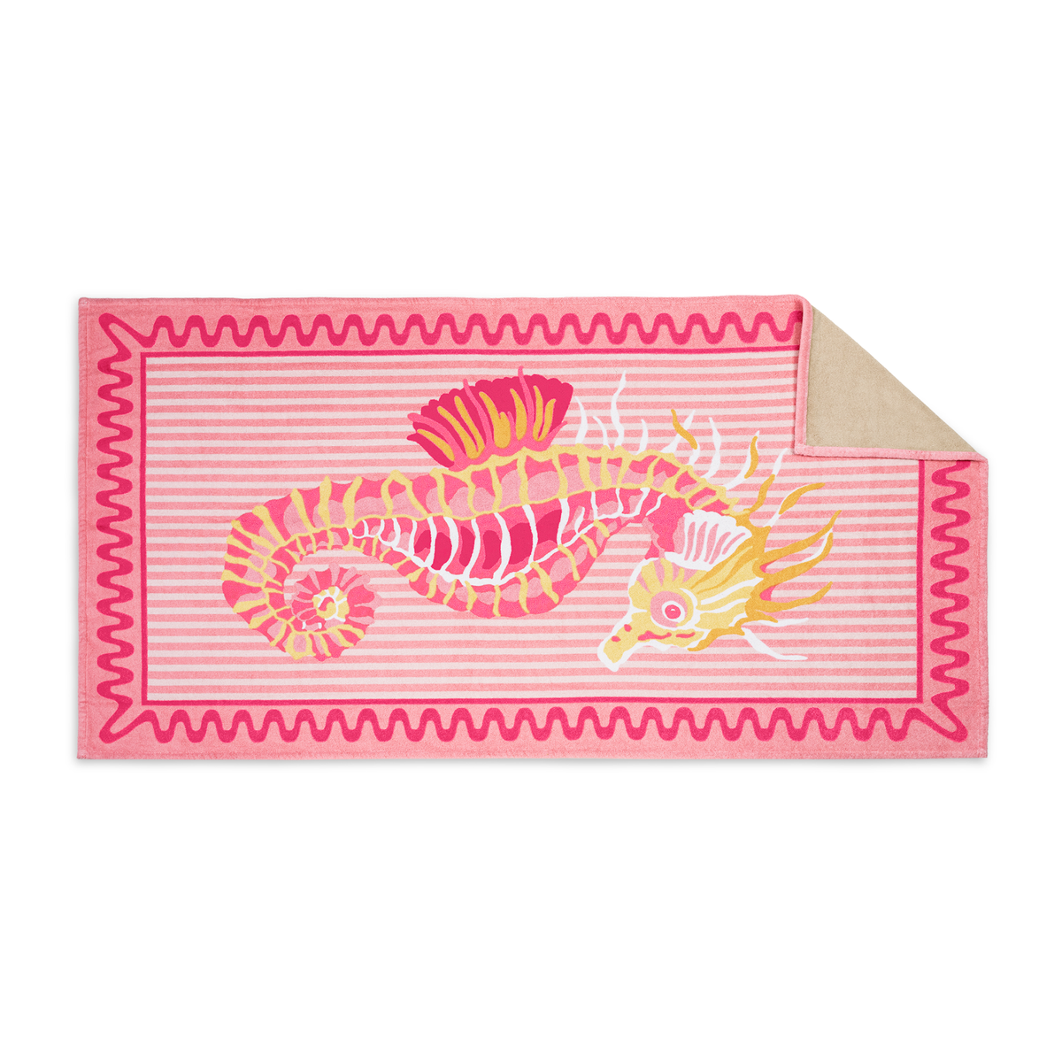 Matouk Schumacher Seahorse Beach Towels in Pink Coral Color
