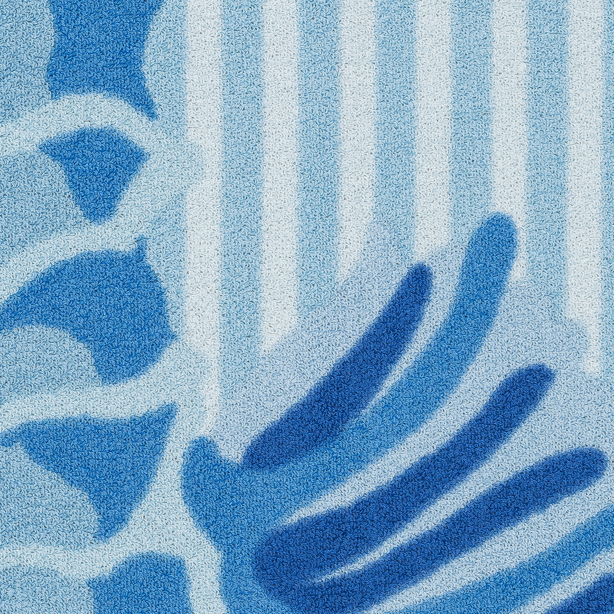 Fabric Sample of Matouk Schumacher Seahorse Beach Towels in Bermuda Blue Color