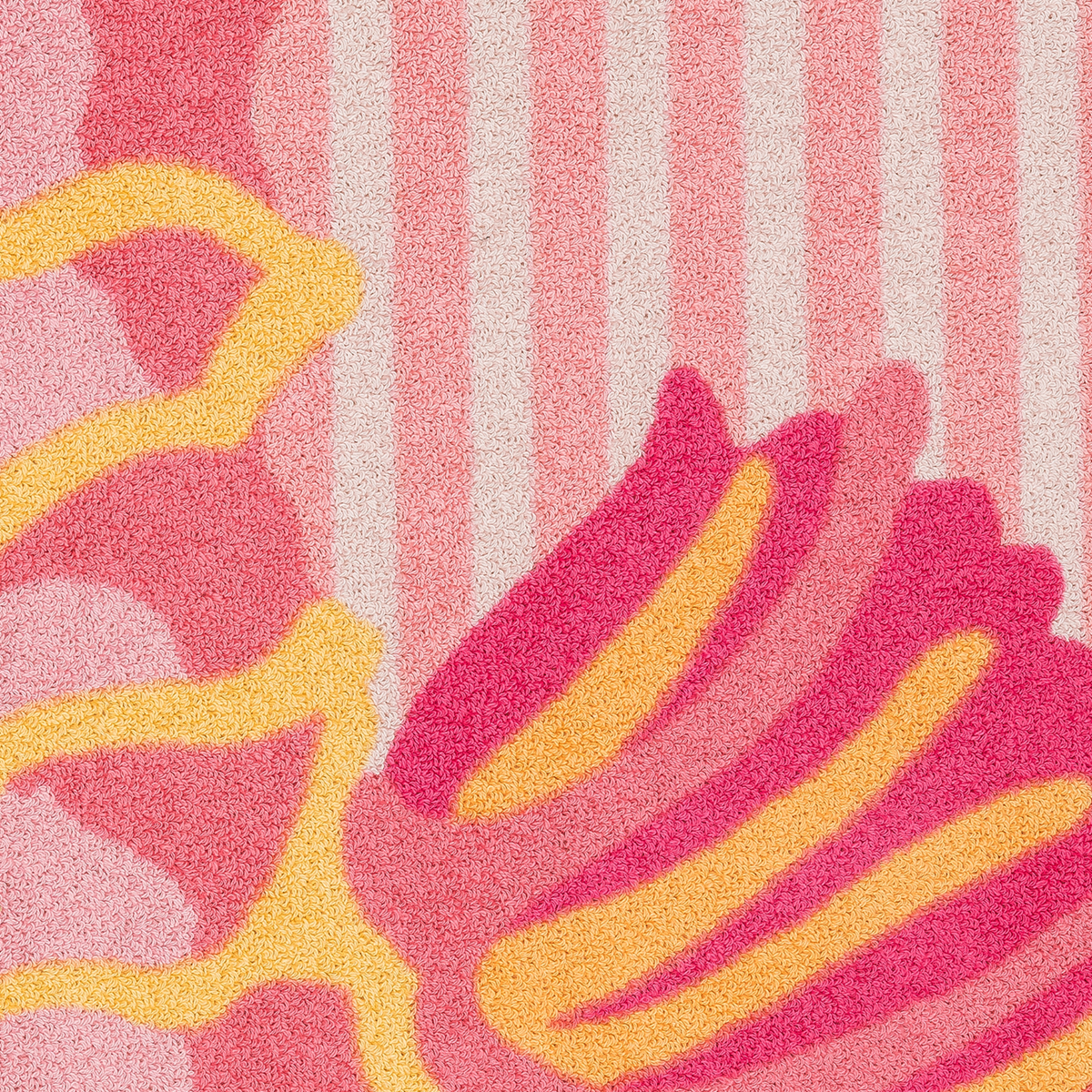 Fabric Sample of Matouk Schumacher Seahorse Beach Towels in Pink Coral Color