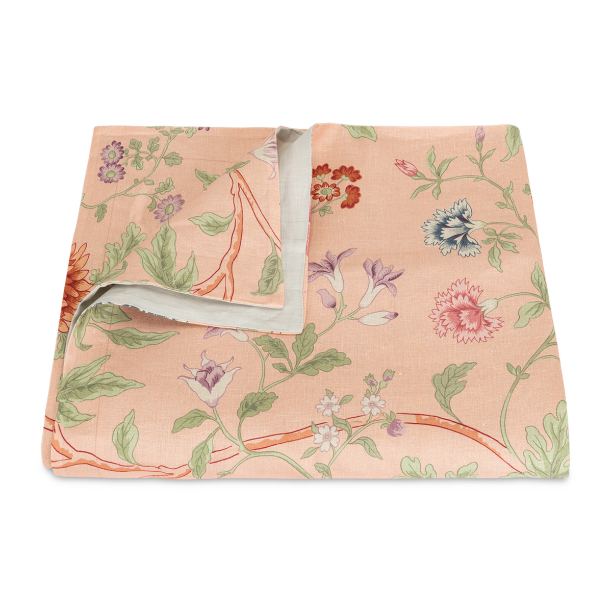 Folded Duvet Cover of Matouk Schumacher Simone Linen Bedding Apricot Color