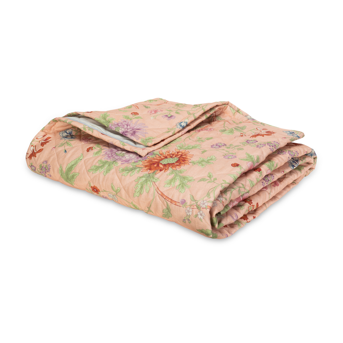 Folded Quilt of Matouk Schumacher Simone Linen Bedding Apricot Color