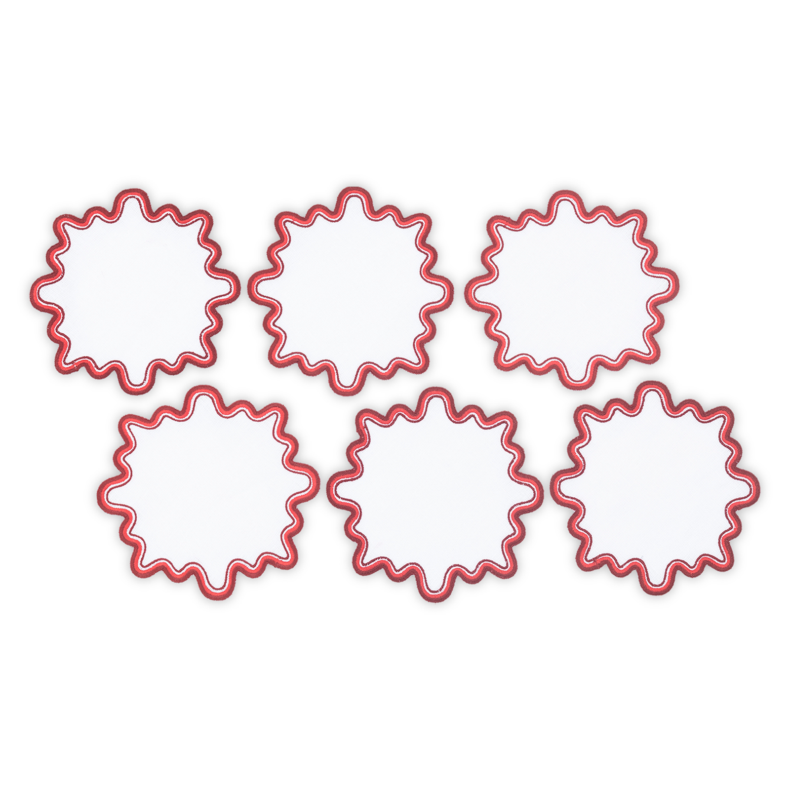 Lifestyle Shot of Matouk Schumacher Wave Cocktail Napkins in Color Scarlet