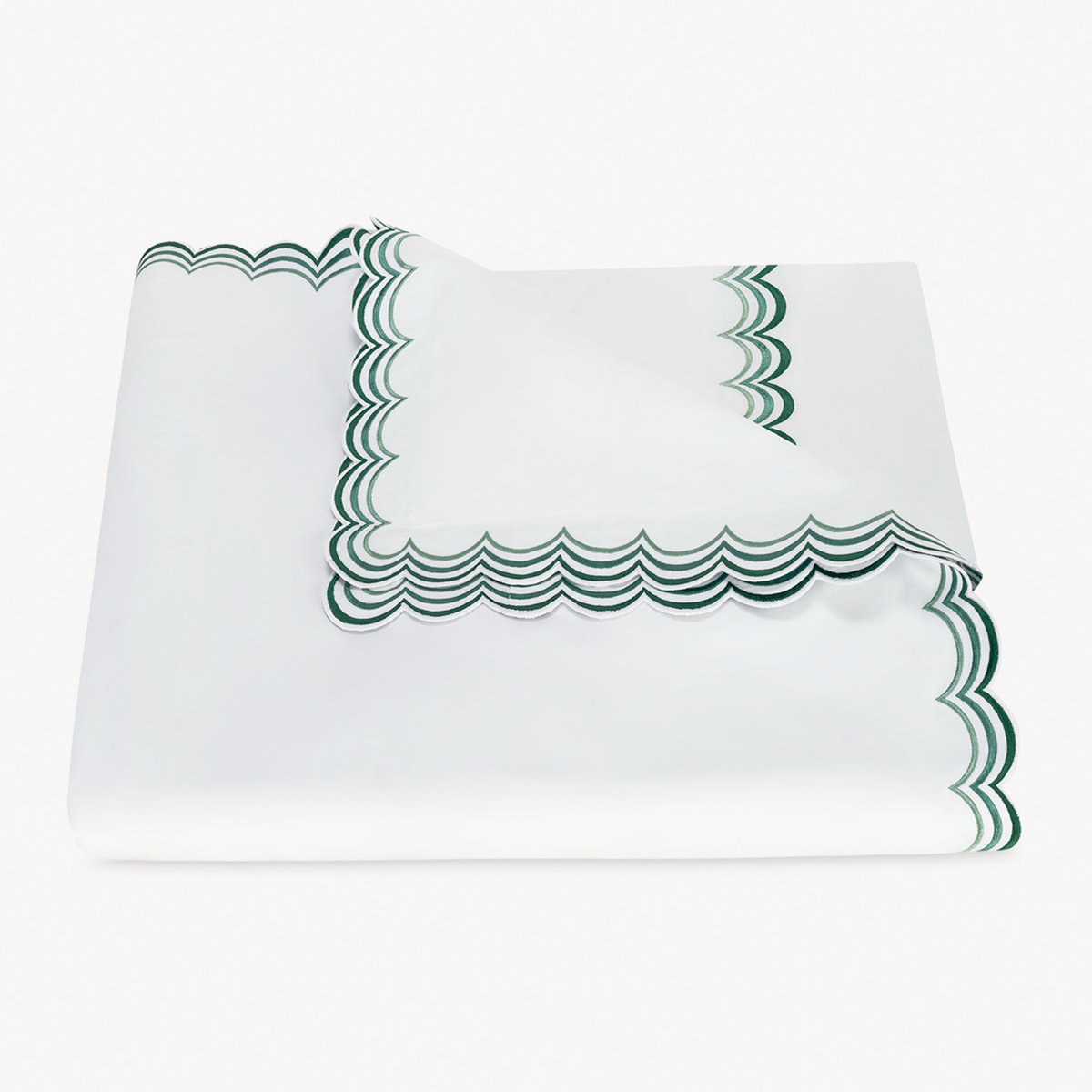 Folded Duvet Cover of Matouk Stella Bedding in Green