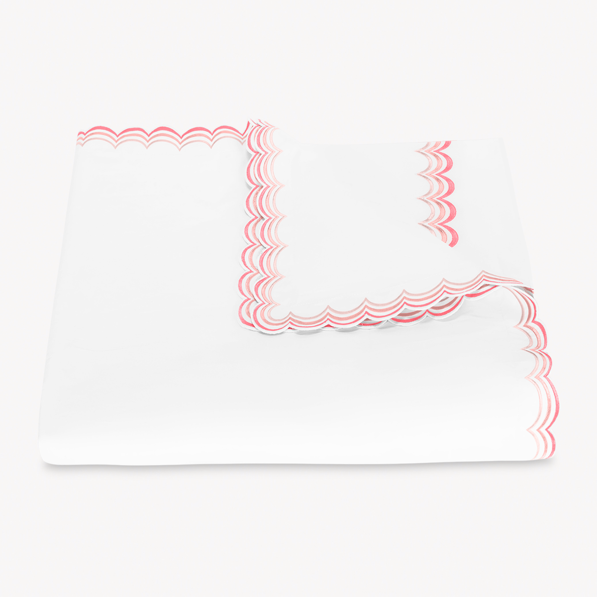 Folded Duvet Cover of Matouk Stella Bedding in Pink