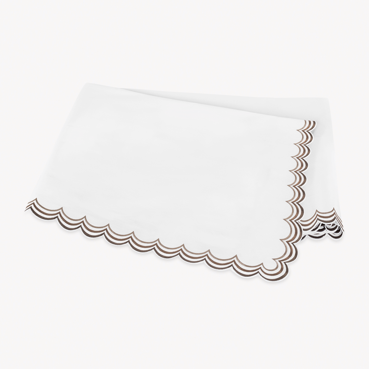 Folded Flat Sheet of Matouk Stella Bedding in Mocha