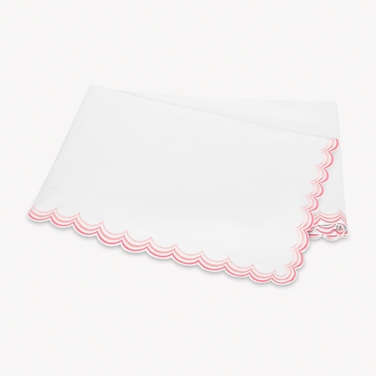 Folded Flat Sheet of Matouk Stella Bedding in Pink