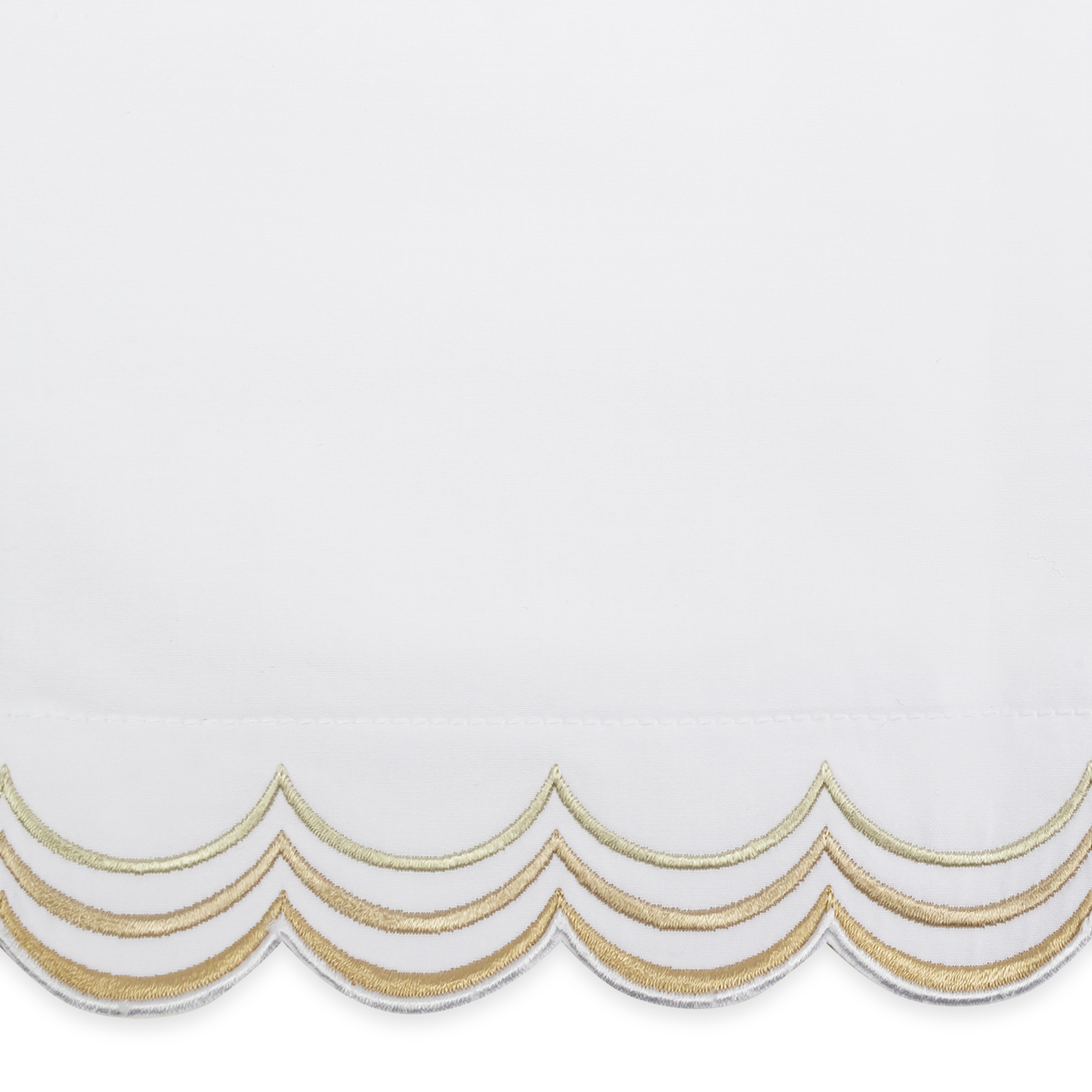 Matouk Stella in Hazy Blue shown with Champagne Swatch