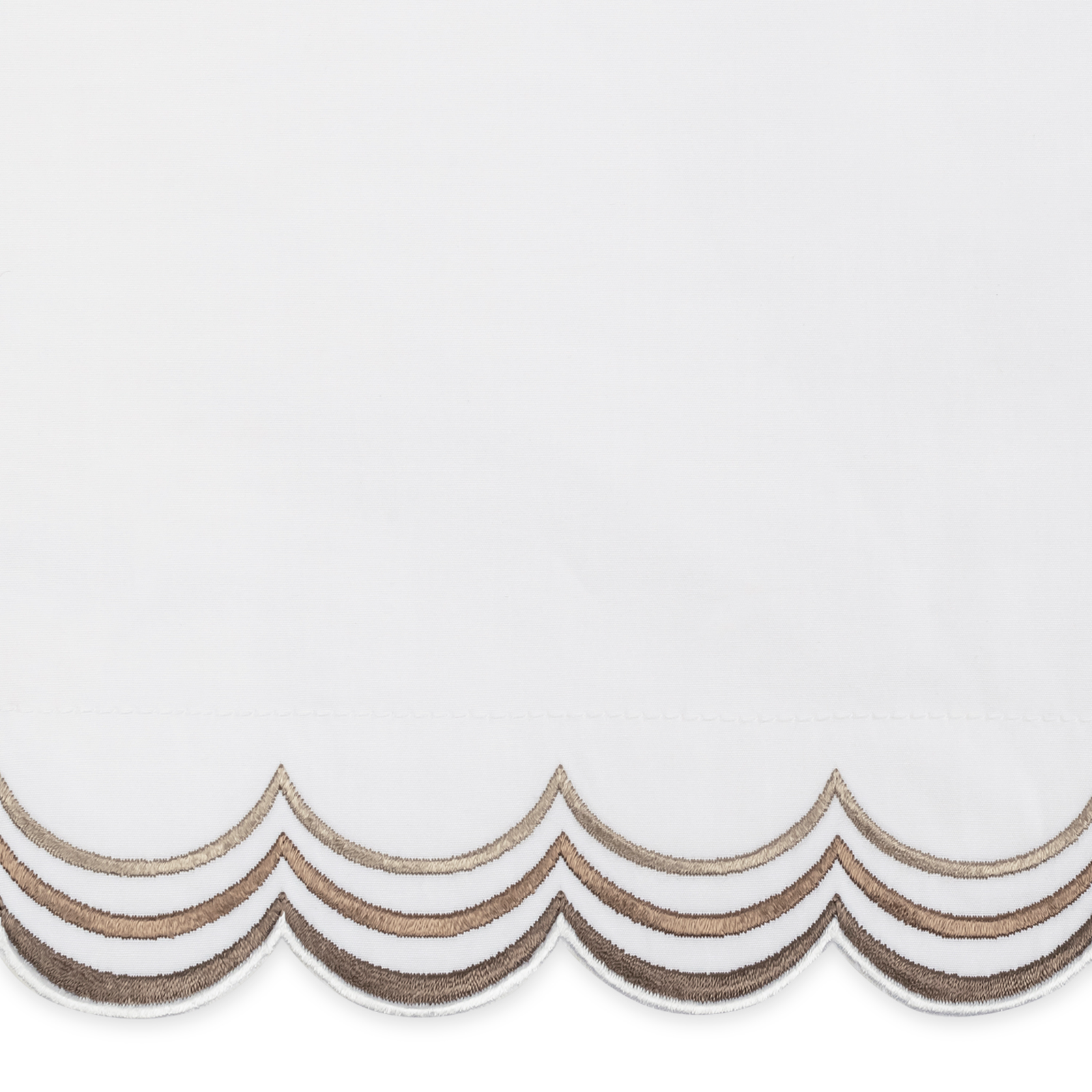 Matouk Stella in Hazy Blue shown with Mocha Swatch