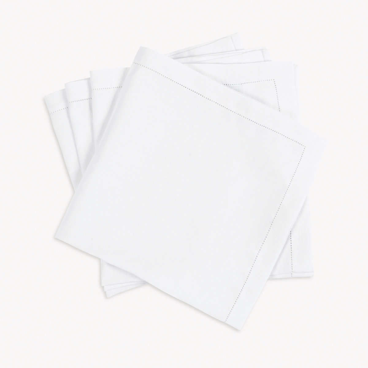 Set of Dinner Napkins of Matouk Valentina Hemstitch in White