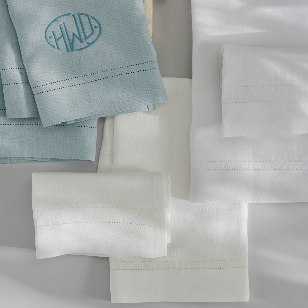 Folded Matouk Valentina Hemstitch Guest Towels in all colors