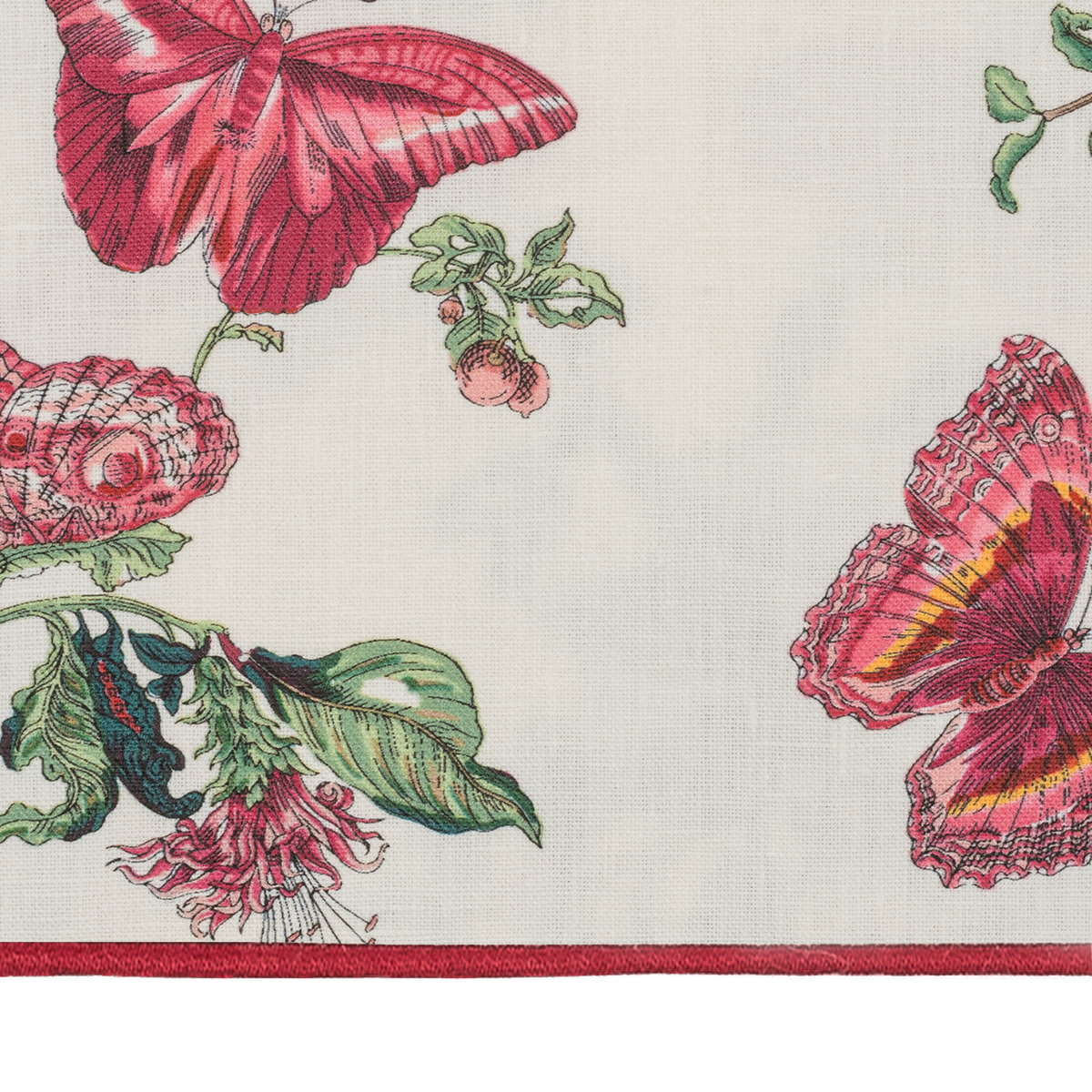 Swatch of Matouk Valentina Sleep Shirt in Baudin Butterfly Ruby