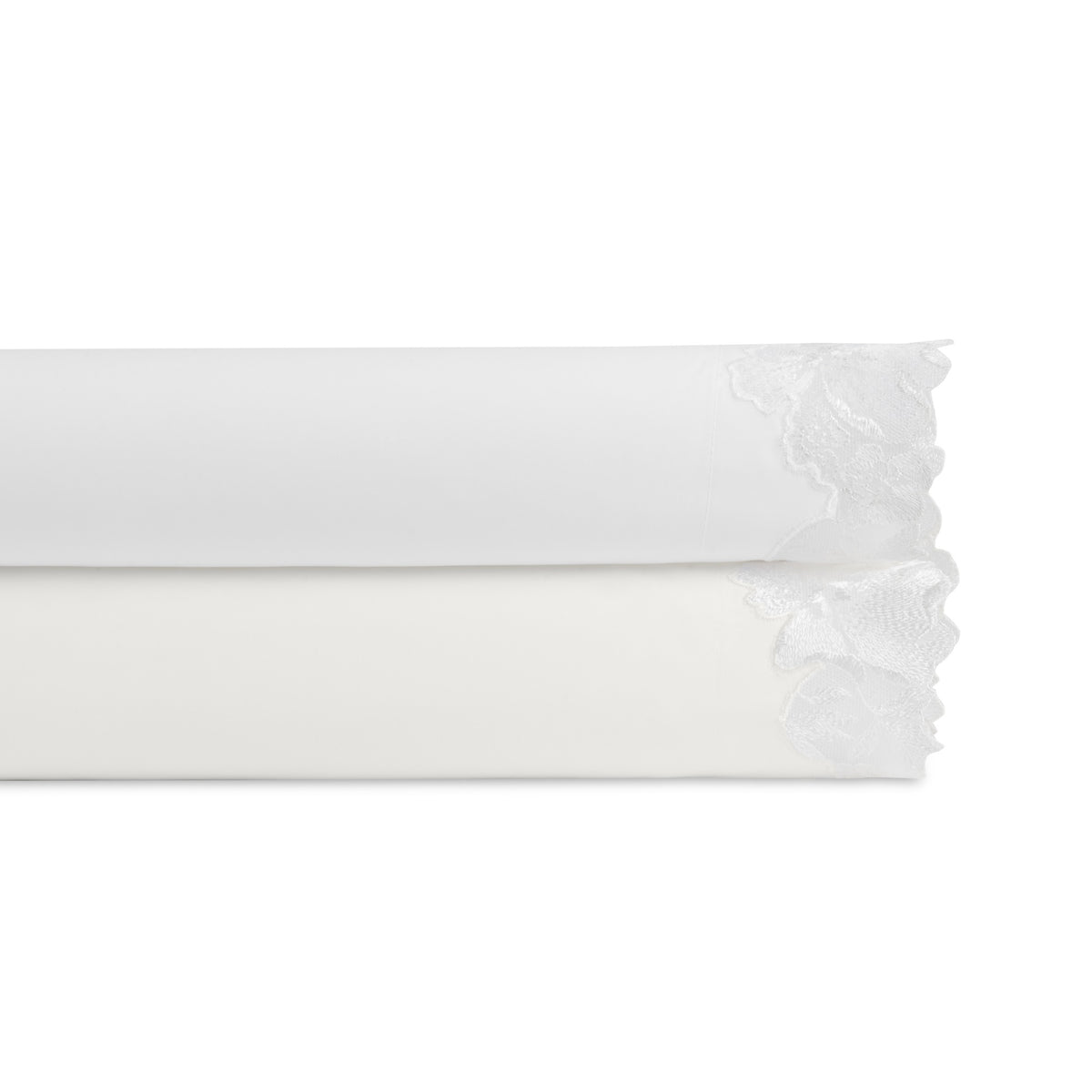Stack of Matouk Virginia Bedding in Bone and White Color