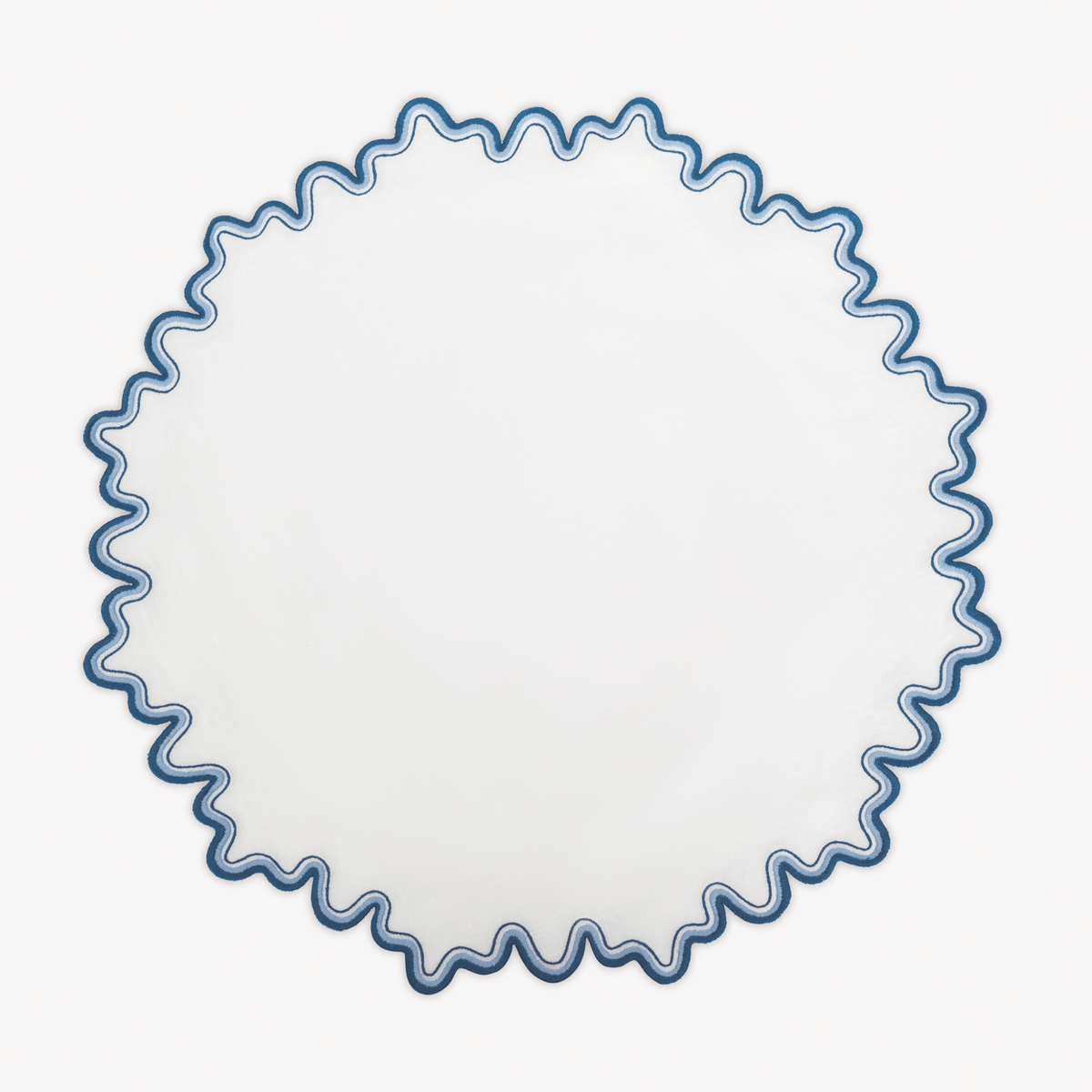 Round Placemat of Matouk Wave Table Linens in Aquarius