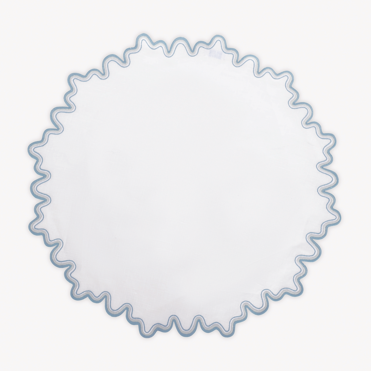 Round Placemat of Matouk Wave Table Linens in Hazy Blue