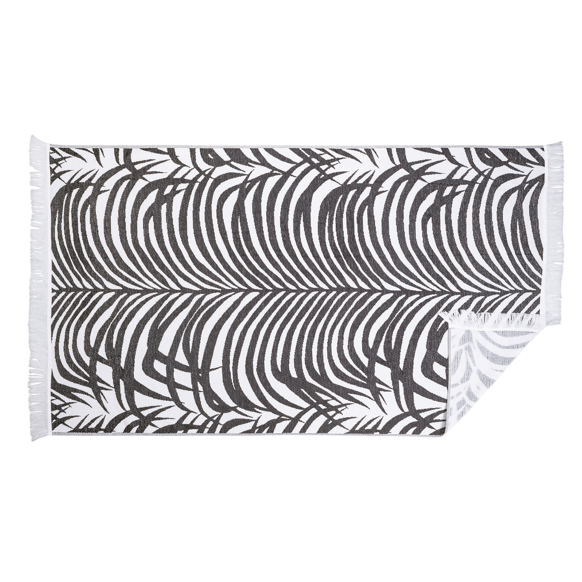 Silo Image of Matouk Zebra Palm Beach Towels in Color Sand Black