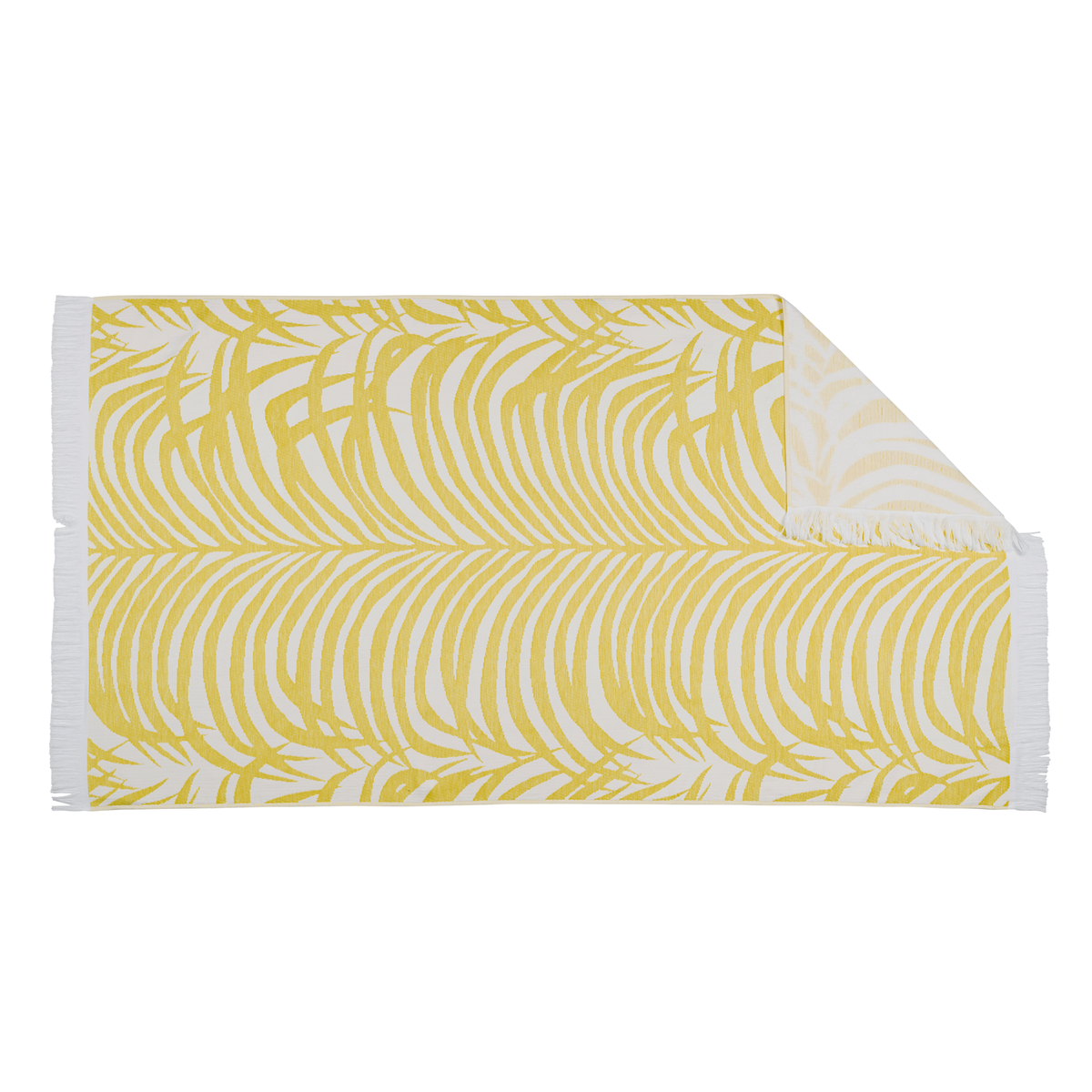 Silo Image of Matouk Zebra Palm Beach Towels in Color Canary