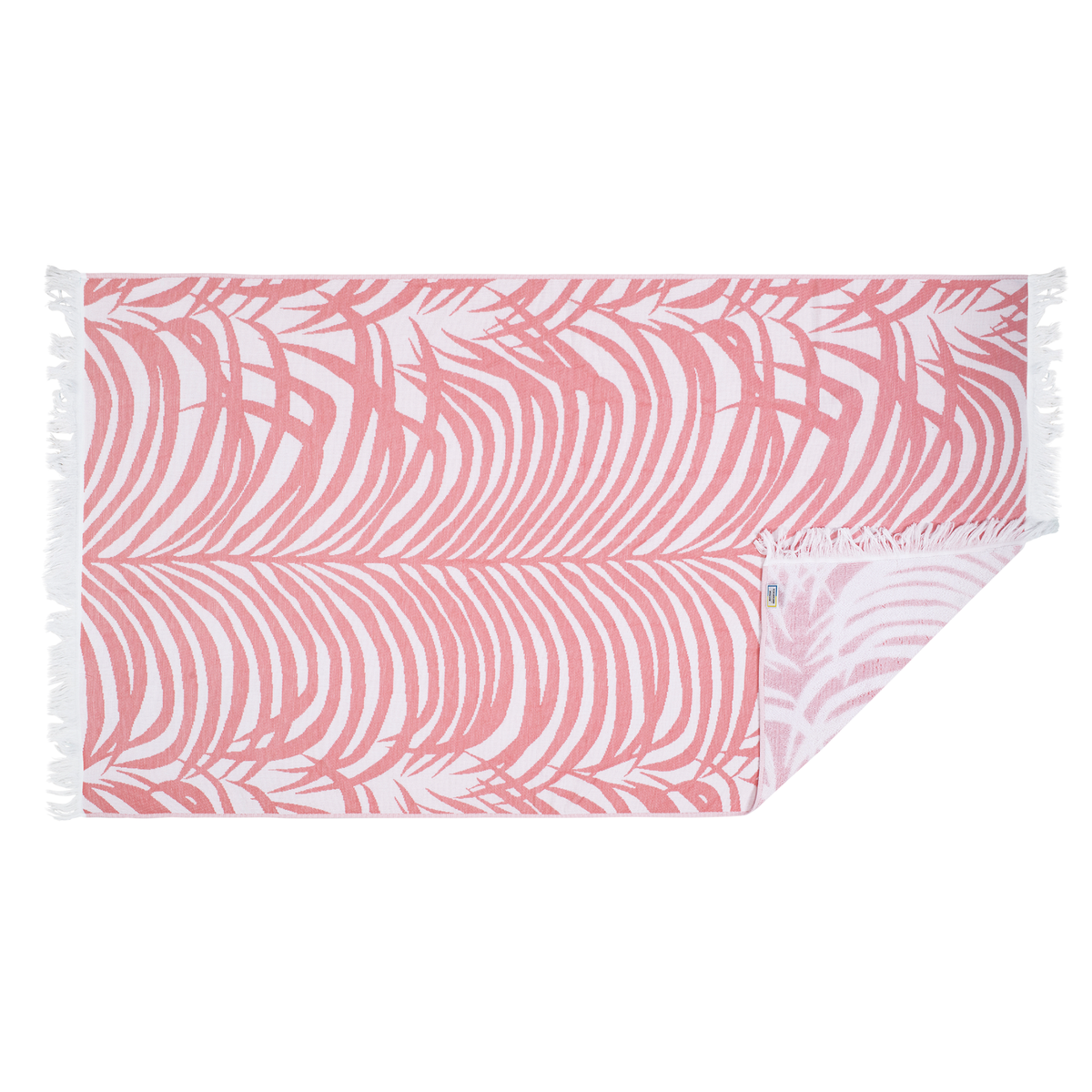 Silo Image of Matouk Zebra Palm Beach Towels in Color Flamingo