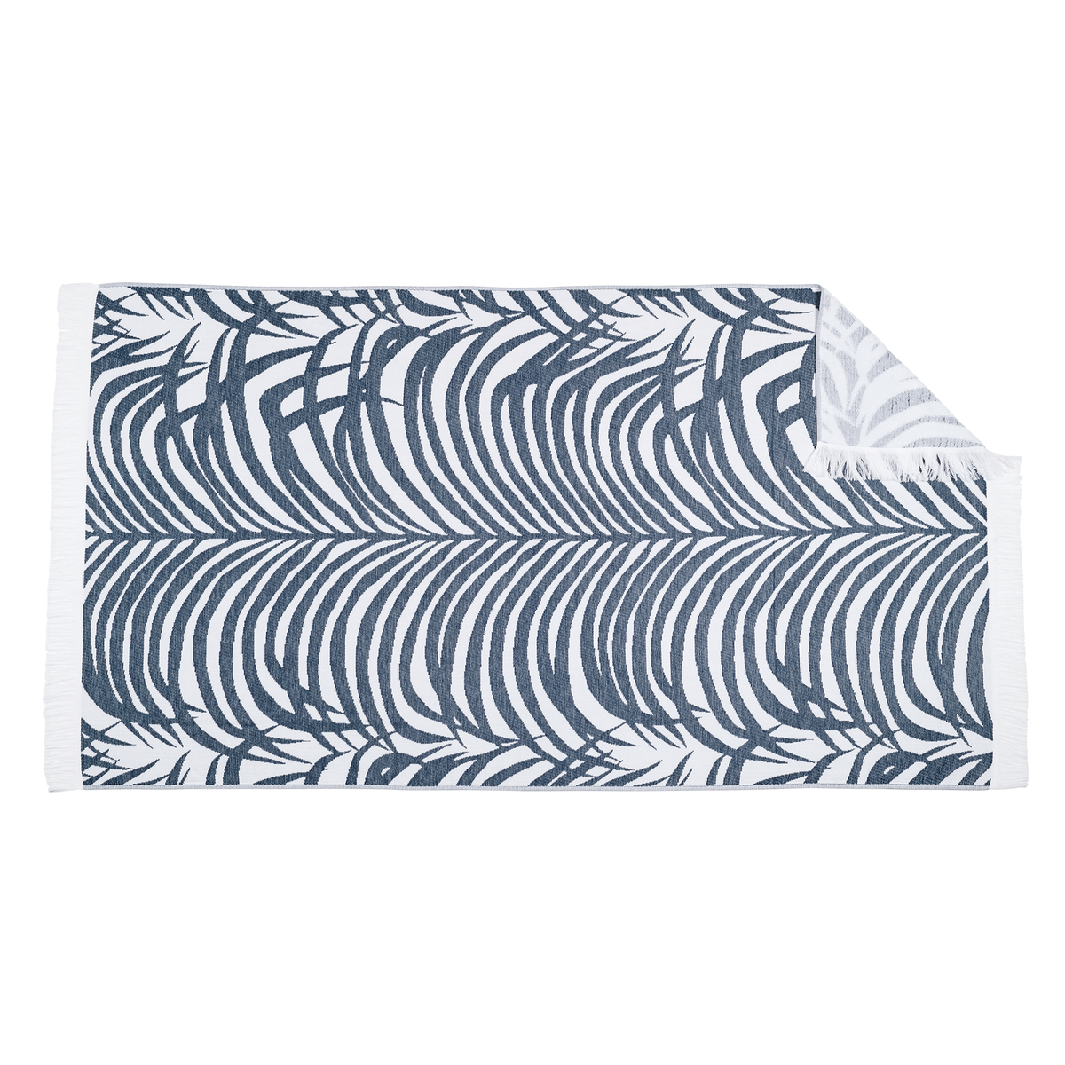 Silo Image of Matouk Zebra Palm Beach Towels in Color Navy