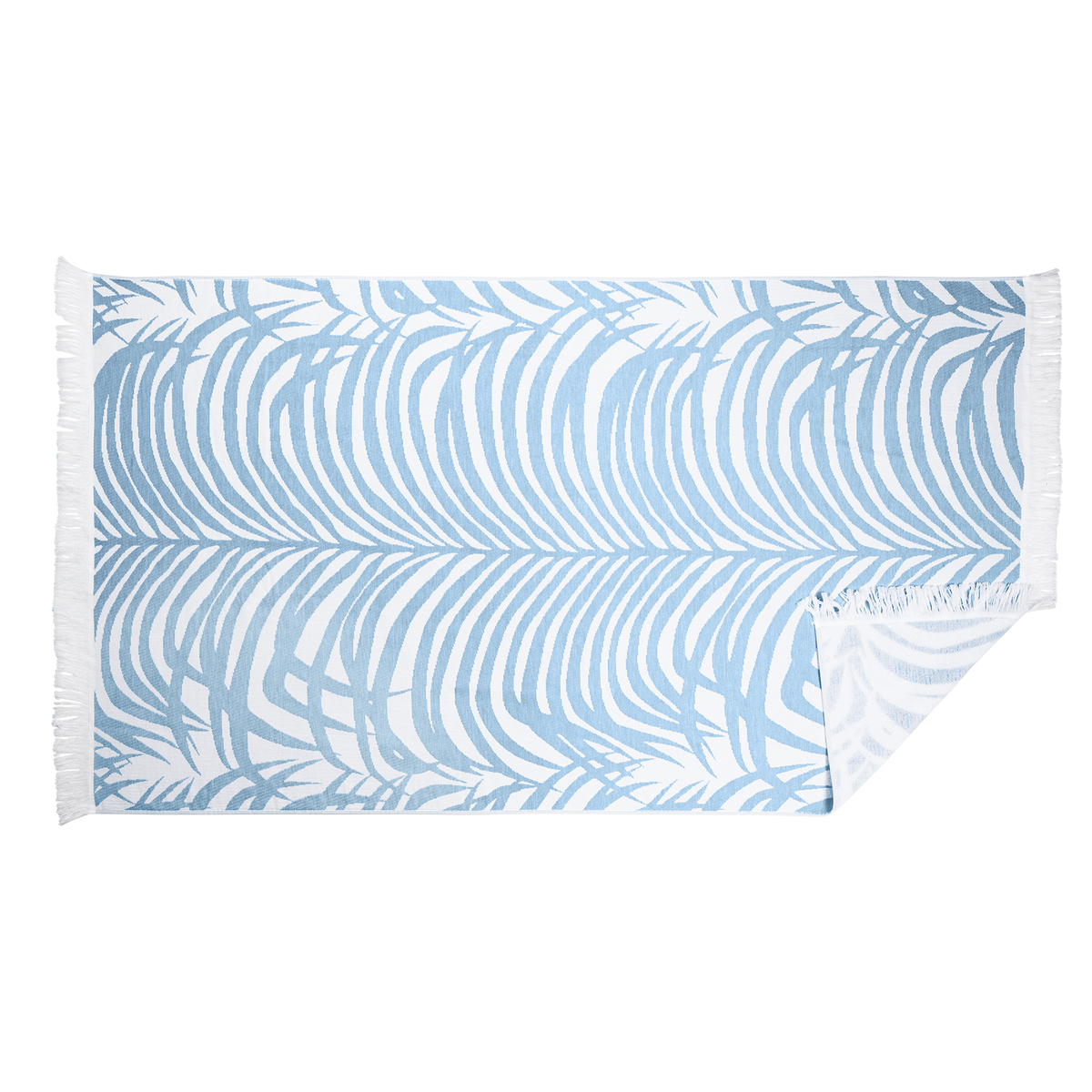 Silo Image of Matouk Zebra Palm Beach Towels in Color Pool Blue
