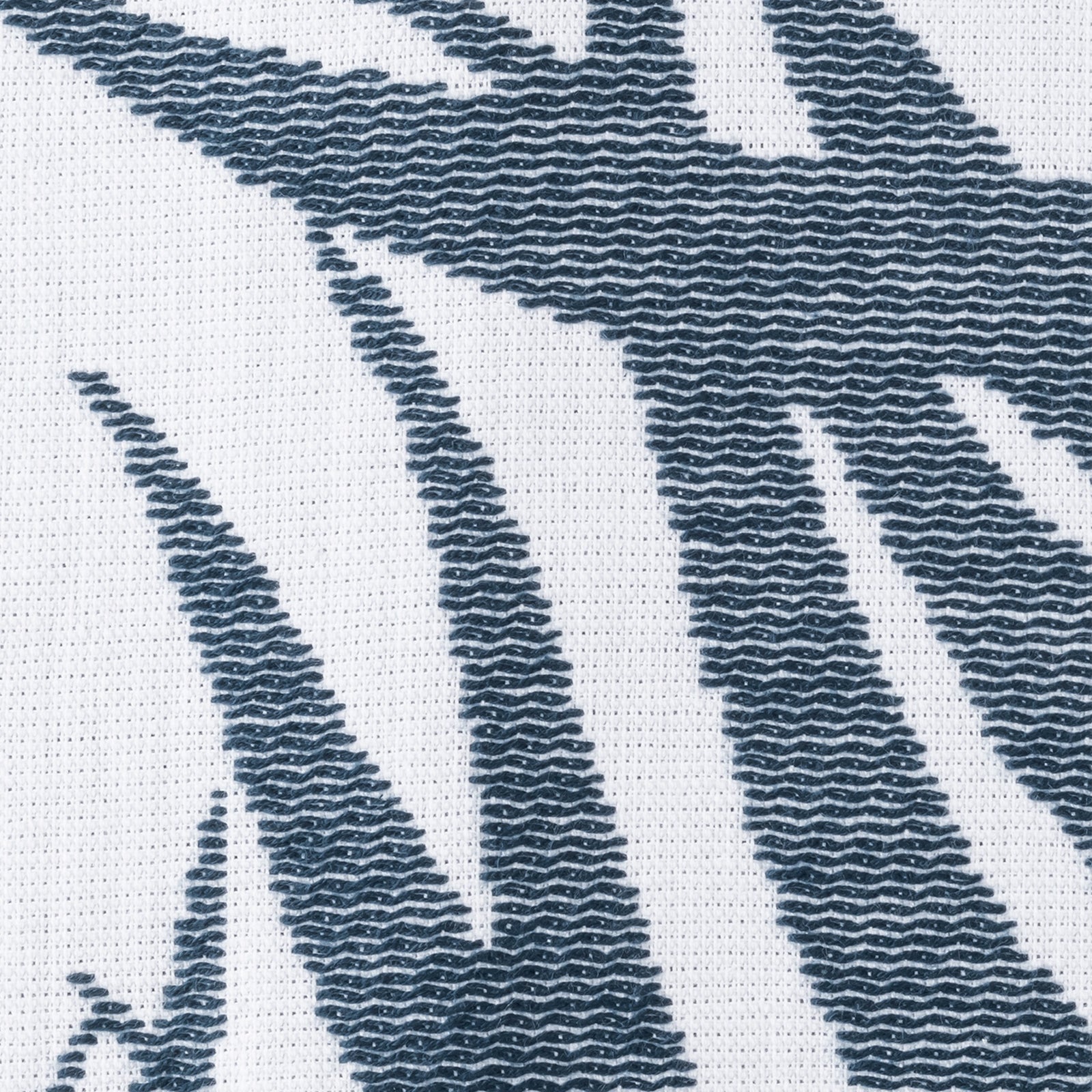 Folded Beach Towel of Matouk Zebra Palm in Color Navy