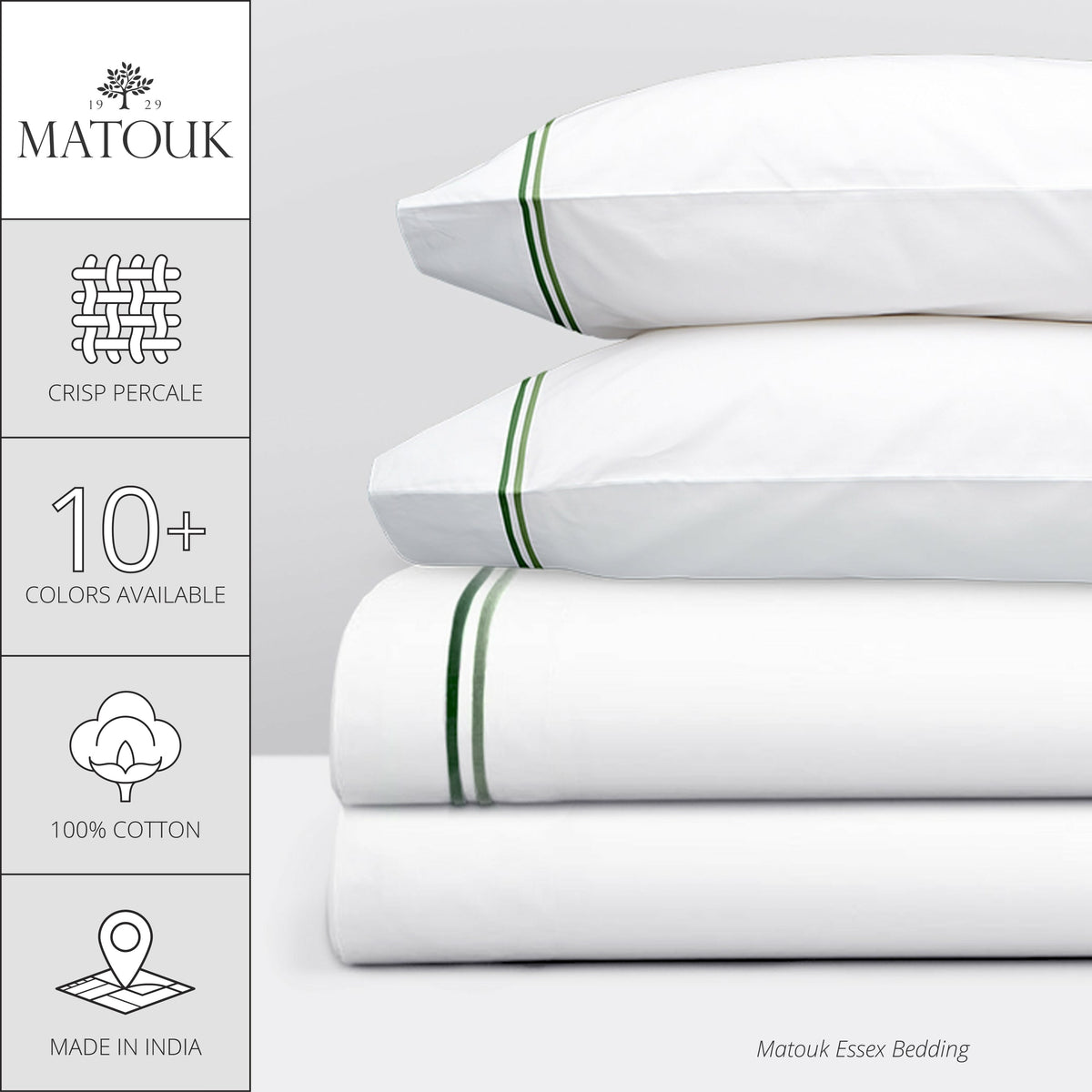 Matouk Essex High End Bed Sheet Sets - Charcoal