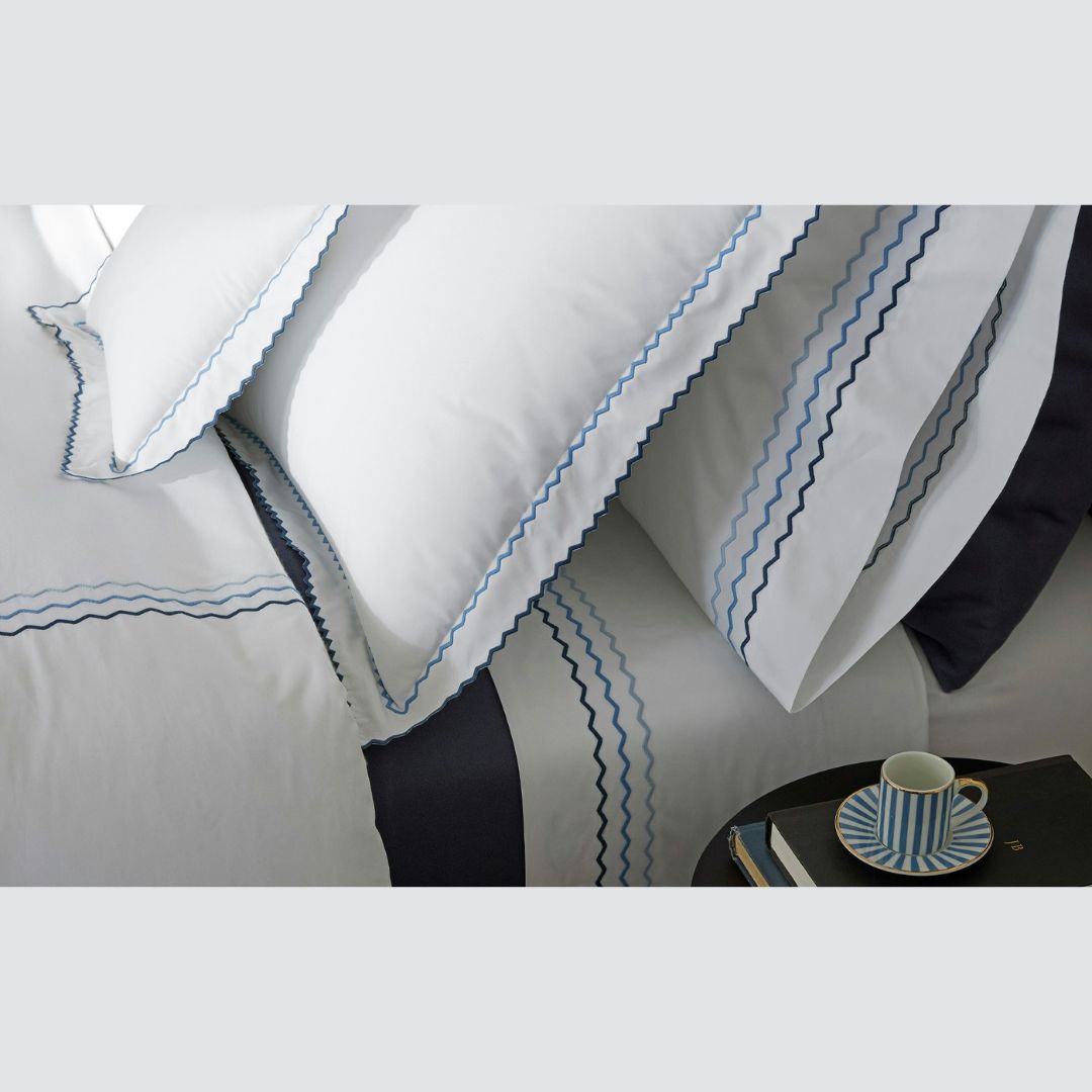 Matouk Axel Bedding in Azure - close up side view image