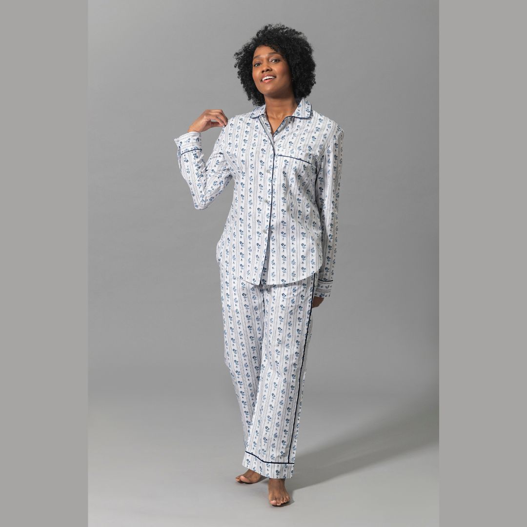 Matouk Cabanon Stripe Pajama - model facing forward