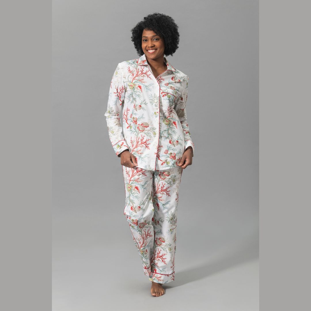 Matouk Del Tesoro Pajama in Coral front view