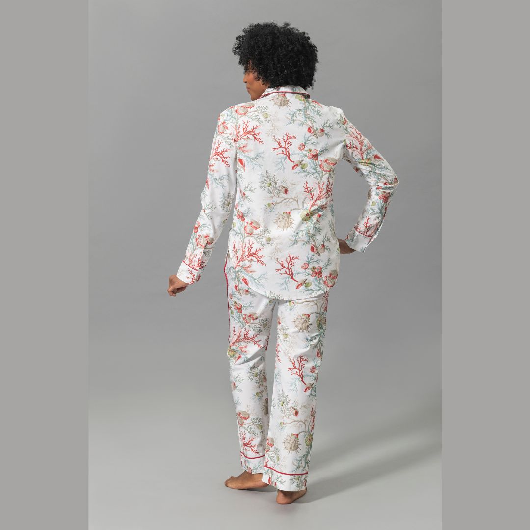Matouk Del Tesoro Pajama in Coral rear view