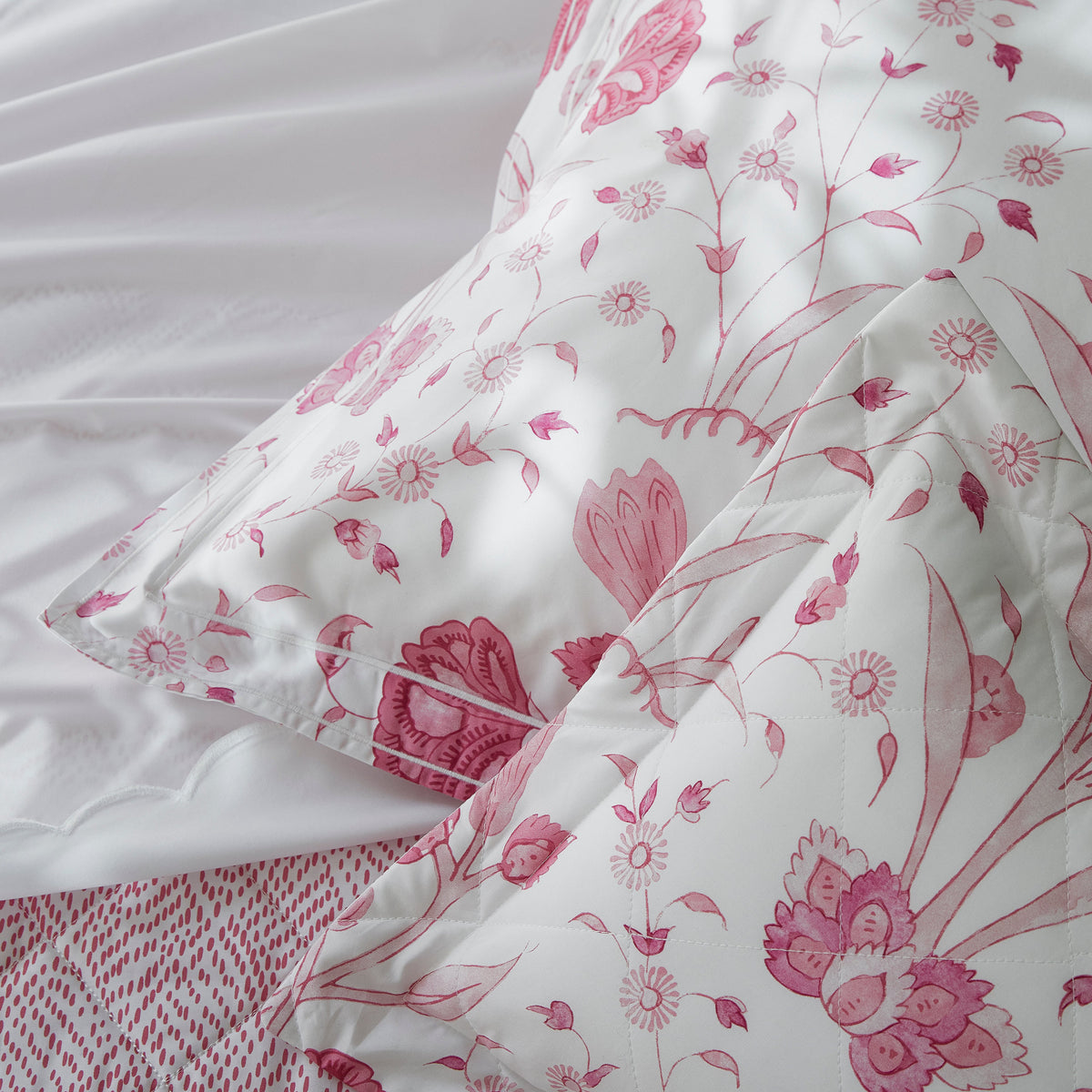 Matouk Khilana in Peony - stack of shams close up