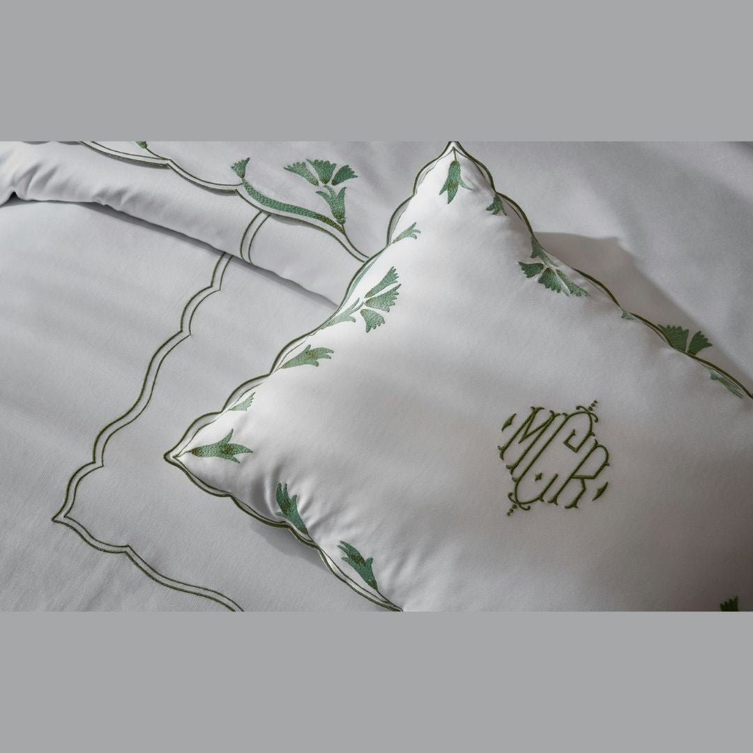 Matouk Marcella sham in clover close up