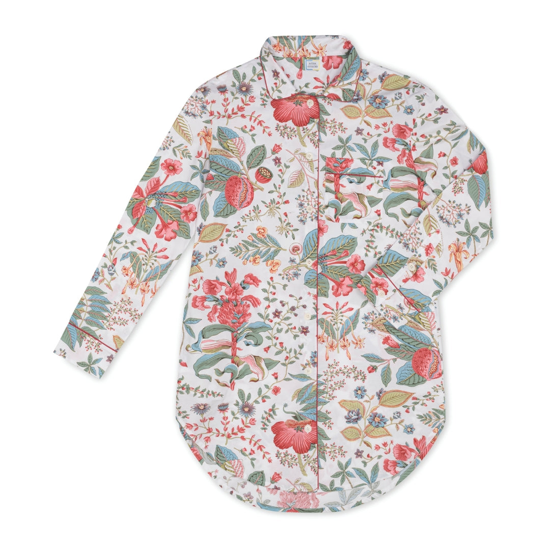Matouk Pomegranate Pink Coral Sleep Shirt Silo Image