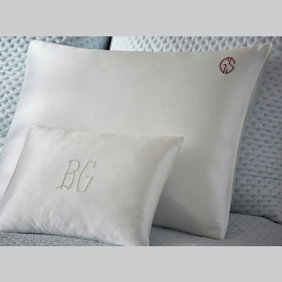 Matouk Silk Collection Bryant lifestyle image, with Margaret in the background